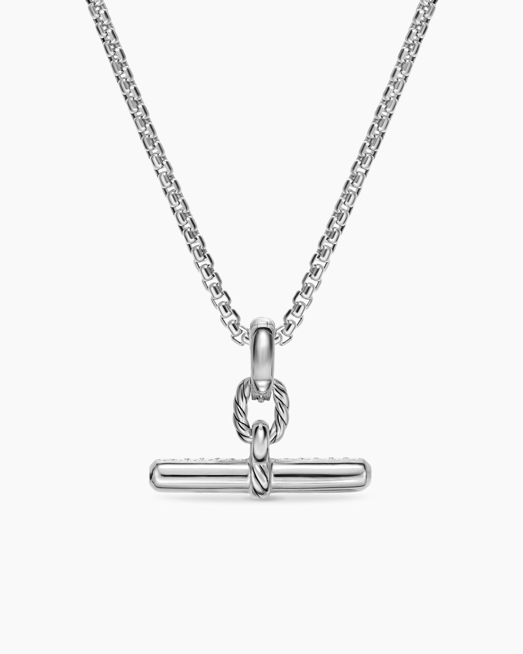 DY Madison Toggle Pendant in Sterling Silver with Diamonds, 20.2mm - Image 4
