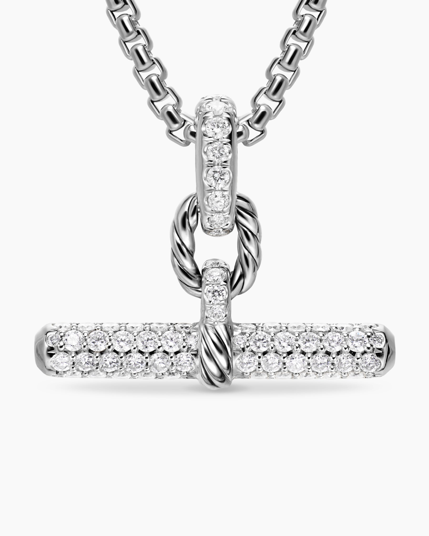 DY Madison Toggle Pendant in Sterling Silver with Diamonds, 20.2mm - Image 5