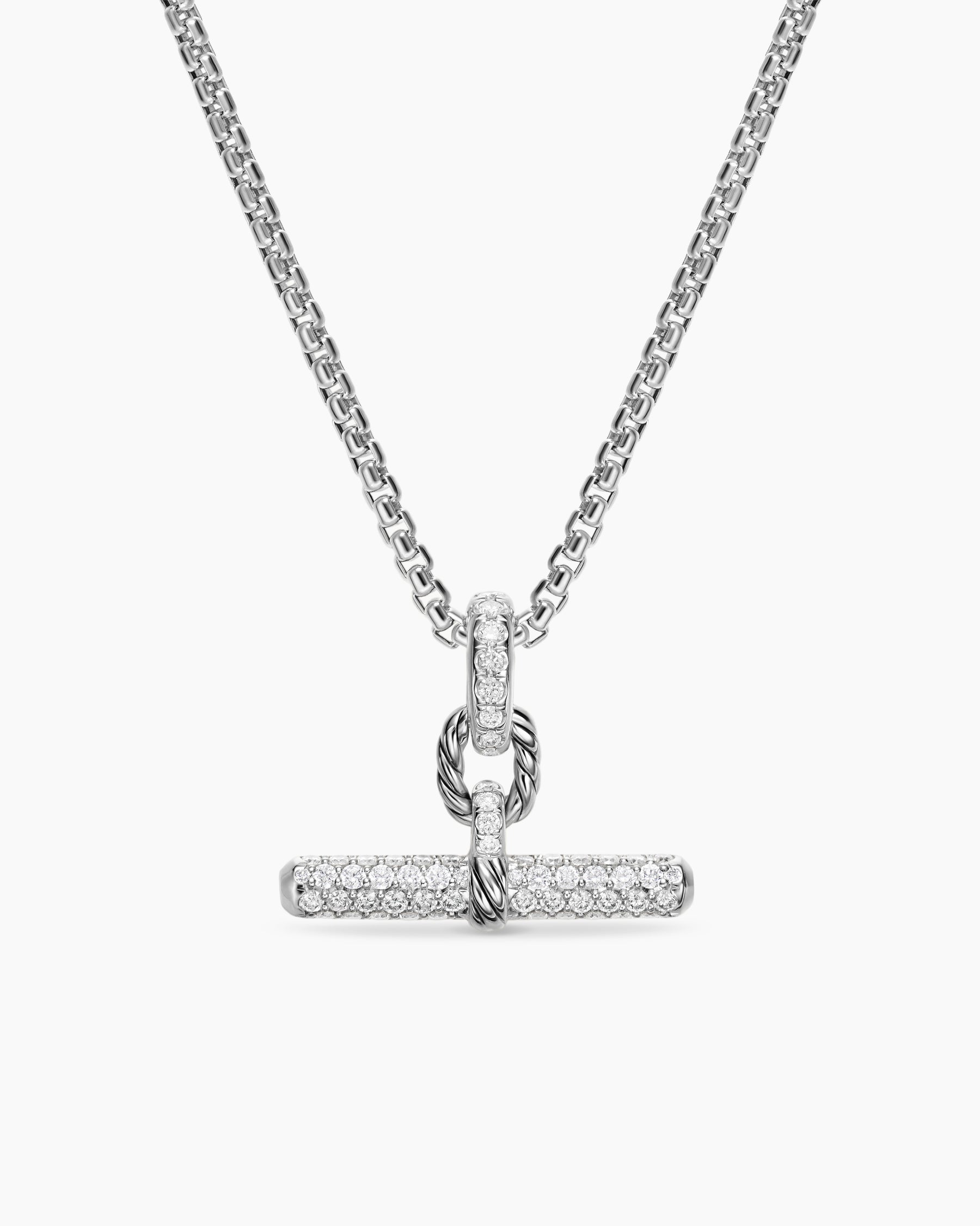 DY Madison Toggle Pendant in Sterling Silver with Diamonds, 20.2mm