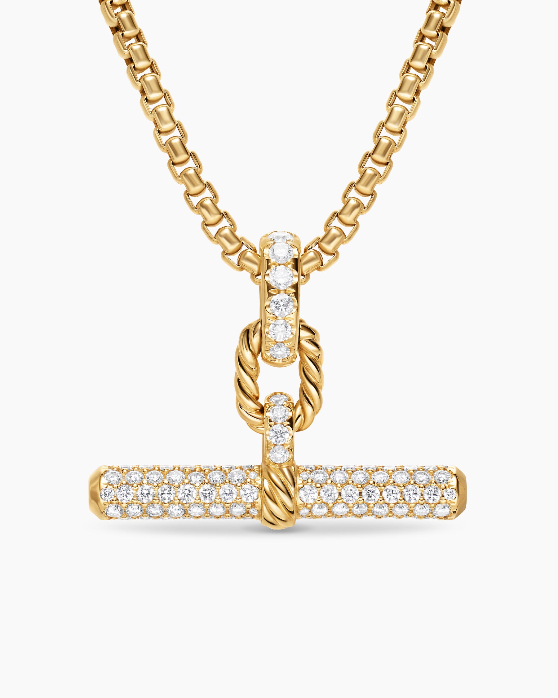 DY Madison Toggle Pendant in 18K Yellow Gold with Diamonds, 29mm