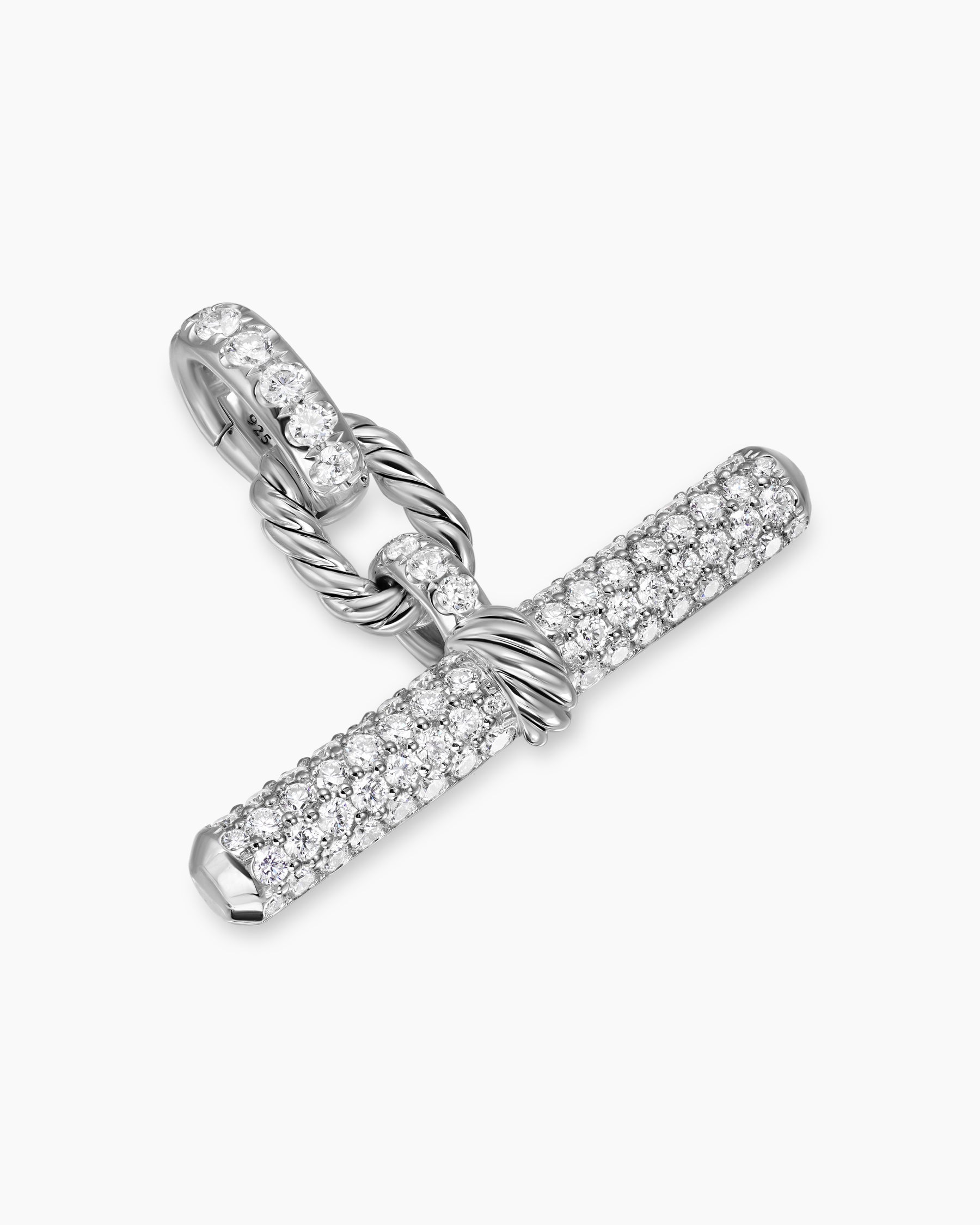 DY Madison Toggle Pendant in Sterling Silver with Diamonds, 29mm - Image 3