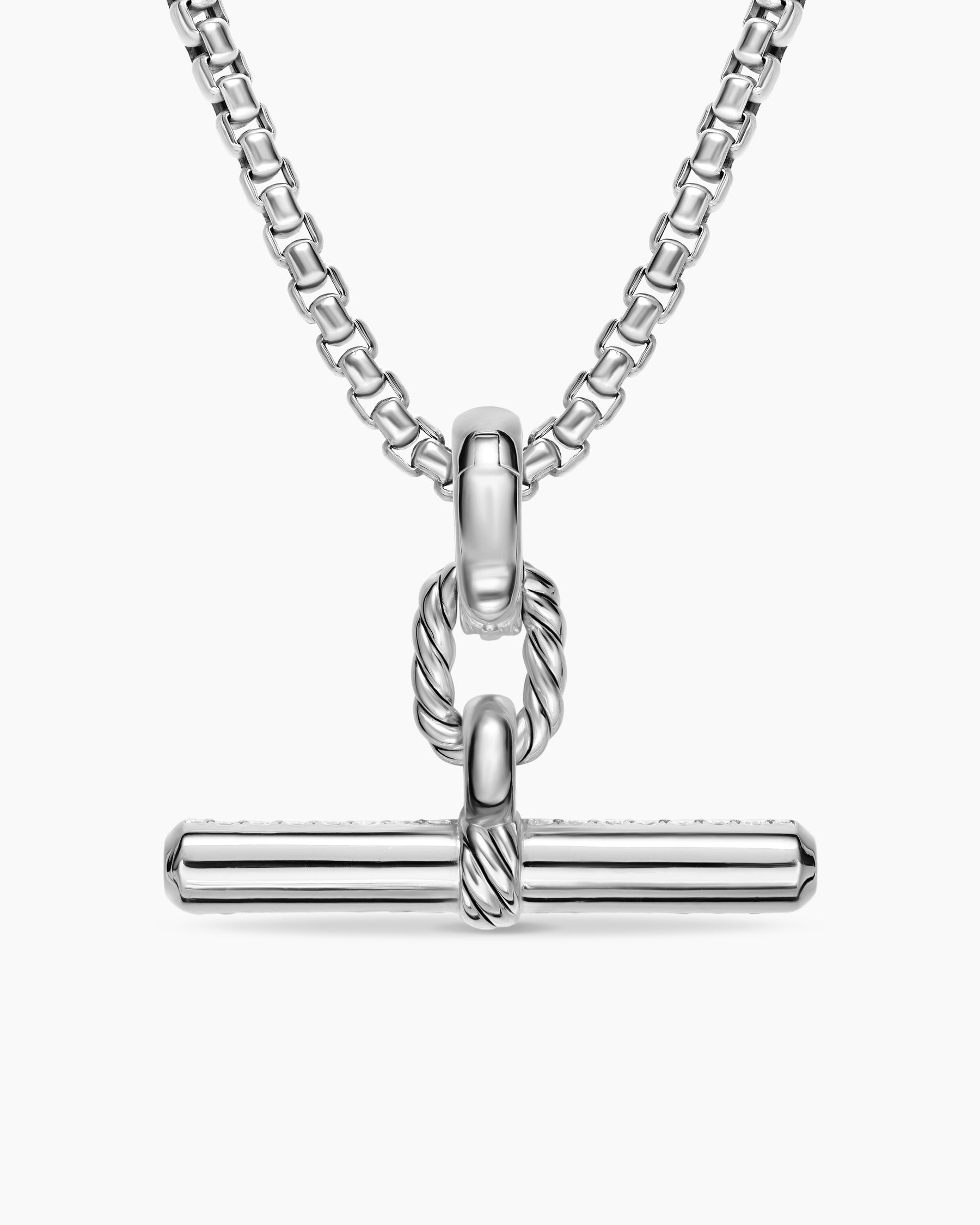 DY Madison Toggle Pendant in Sterling Silver with Diamonds, 29mm - Image 4