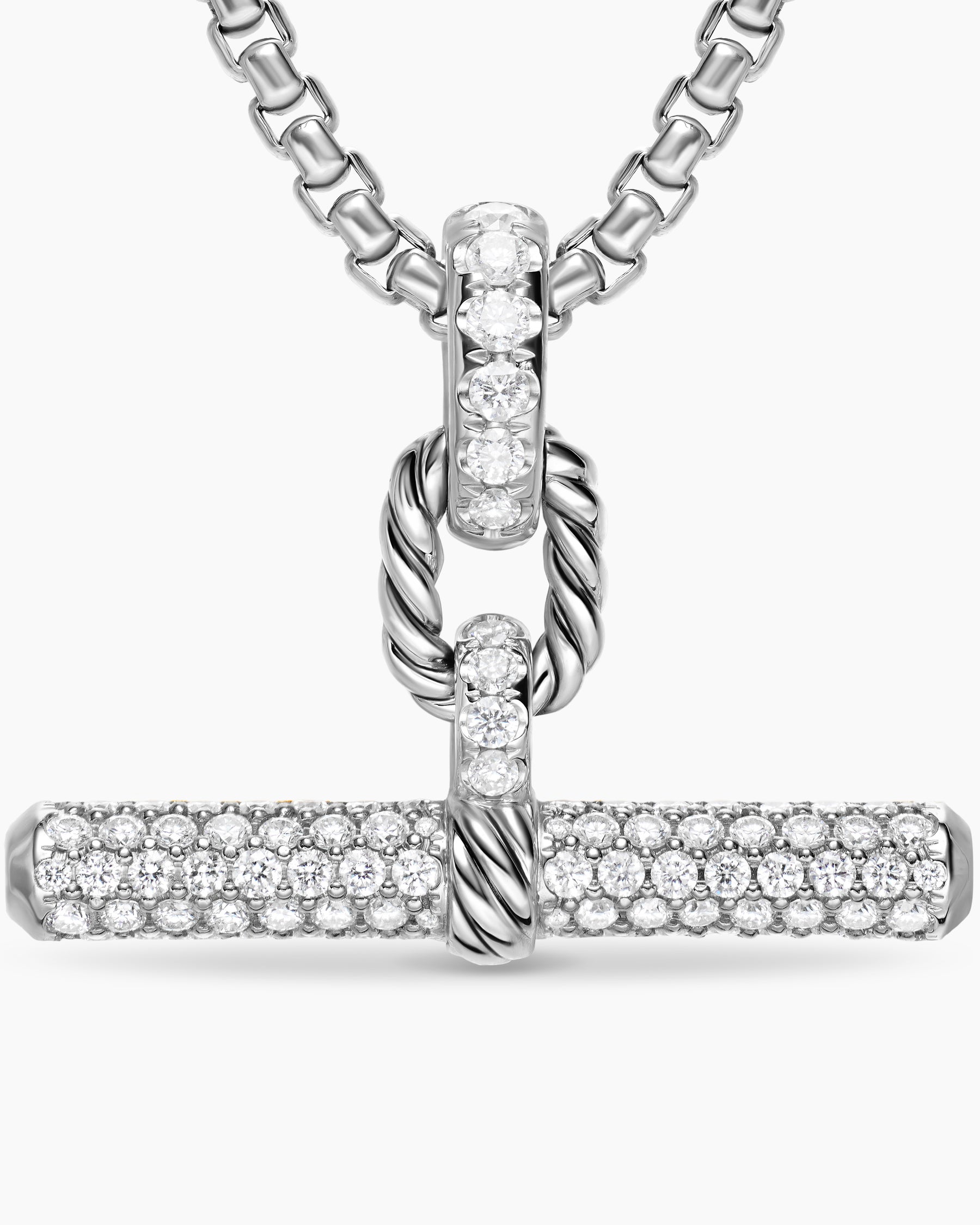 DY Madison Toggle Pendant in Sterling Silver with Diamonds, 29mm - Image 5