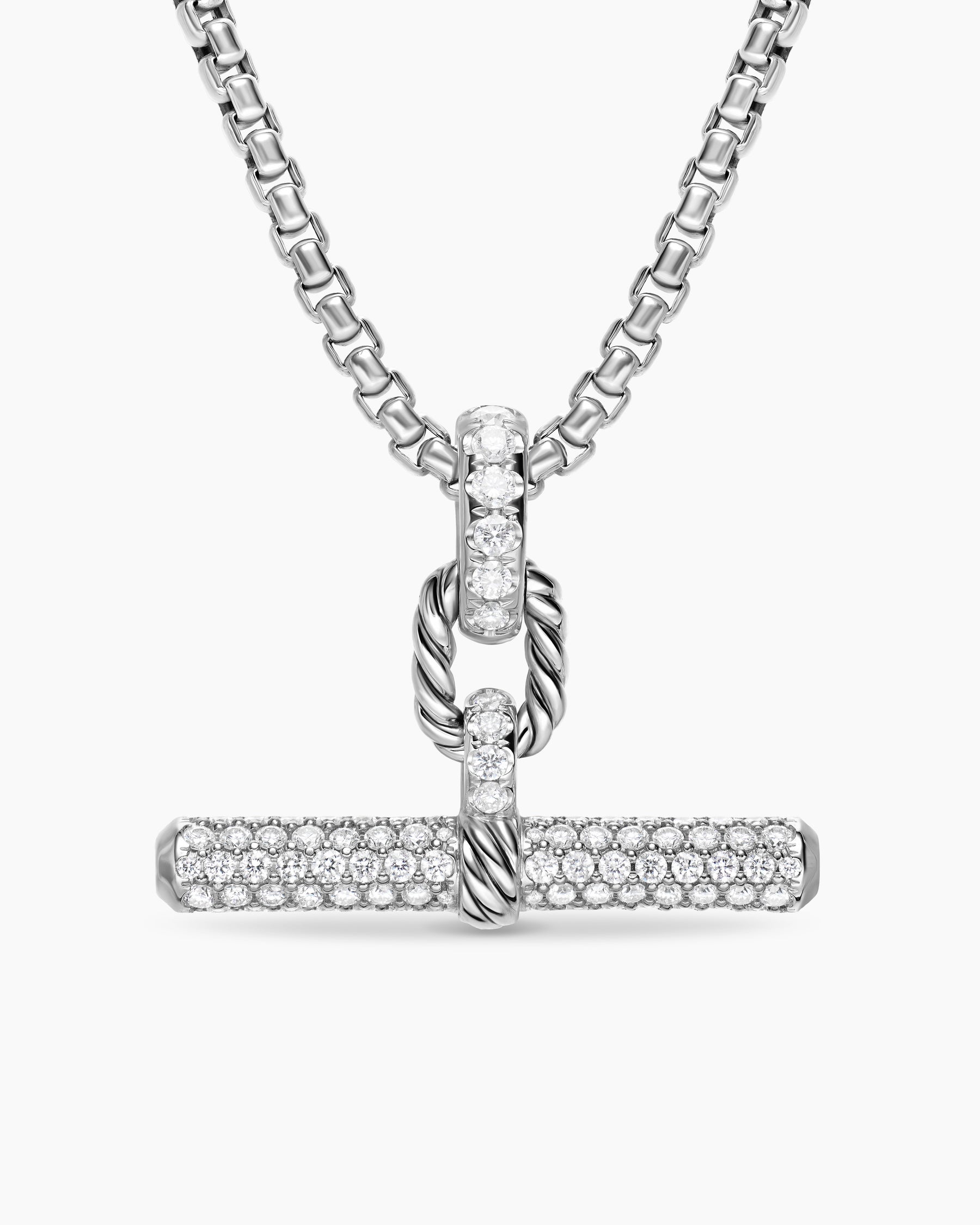 DY Madison Toggle Pendant in Sterling Silver with Diamonds, 29mm