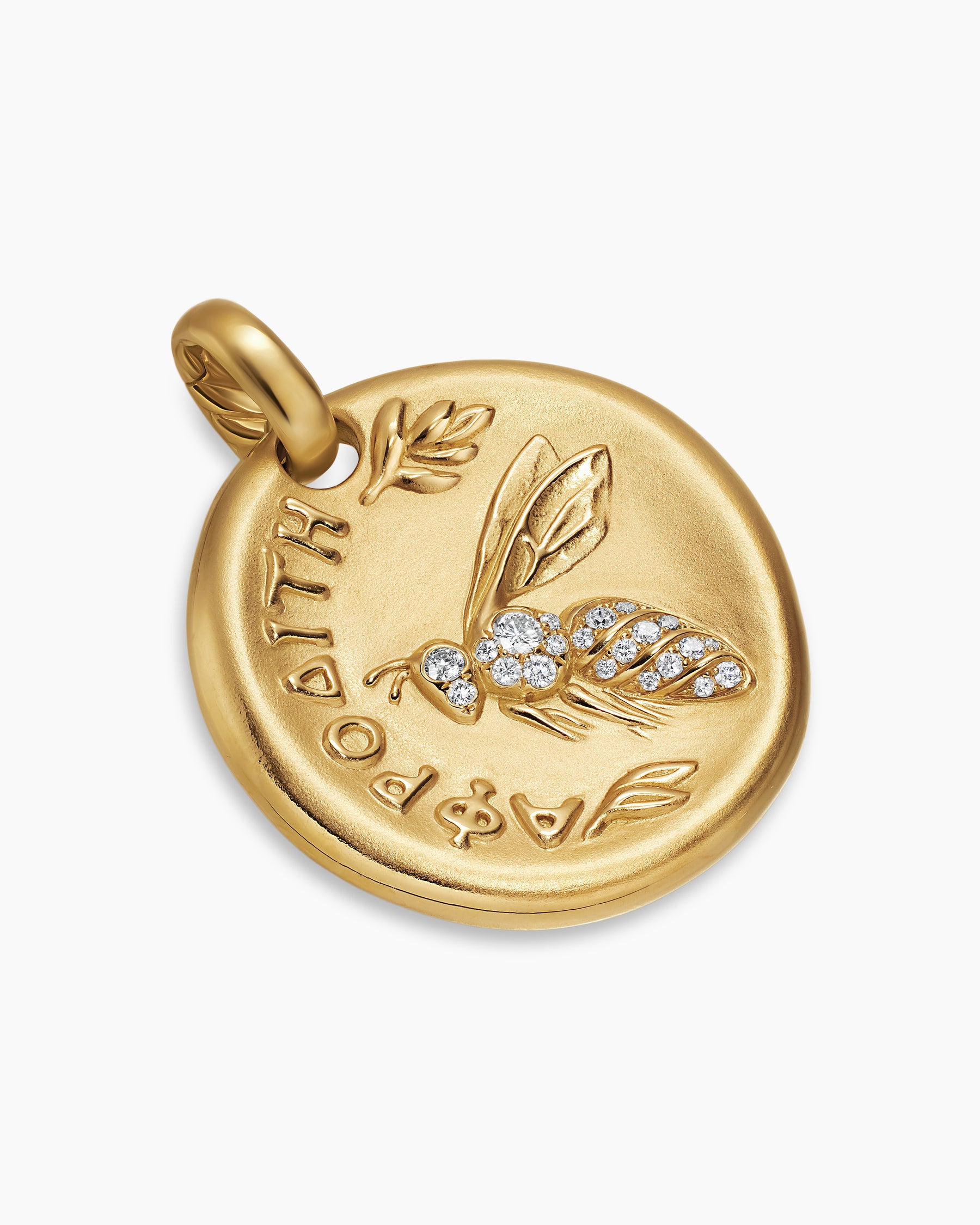 Alternative view of Aphrodite Medallion Amulet in 18K Yellow Gold with Diamonds, 28.3mm