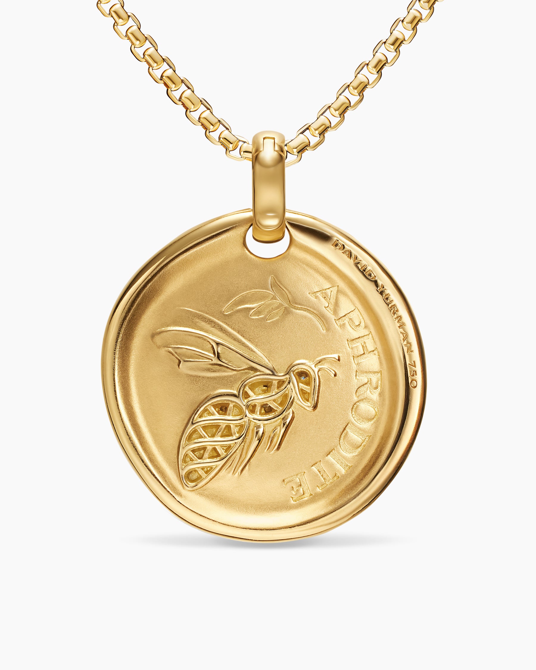 Aphrodite Medallion Amulet in 18K Yellow Gold with Diamonds, 28.3mm - Image 3