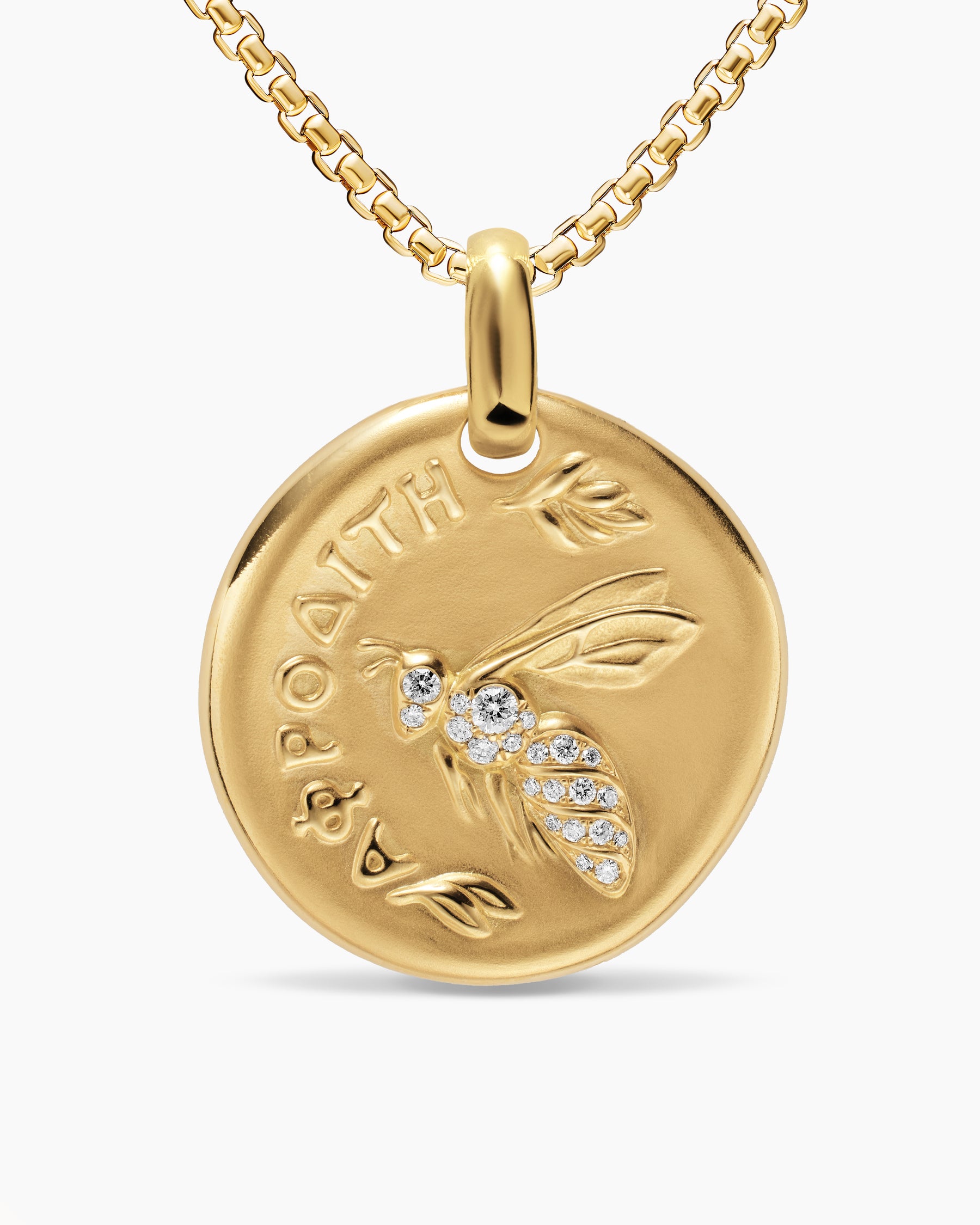 Aphrodite Medallion Amulet in 18K Yellow Gold with Diamonds, 28.3mm