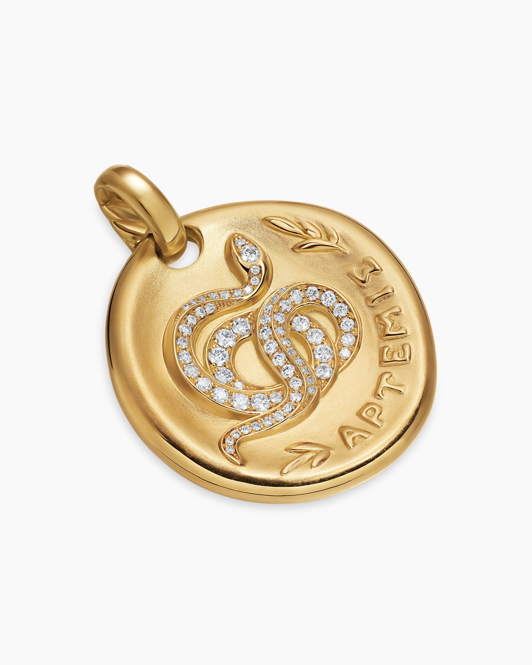 Alternative view of Artemis Medallion Amulet in 18K Yellow Gold with Diamonds, 28.3mm