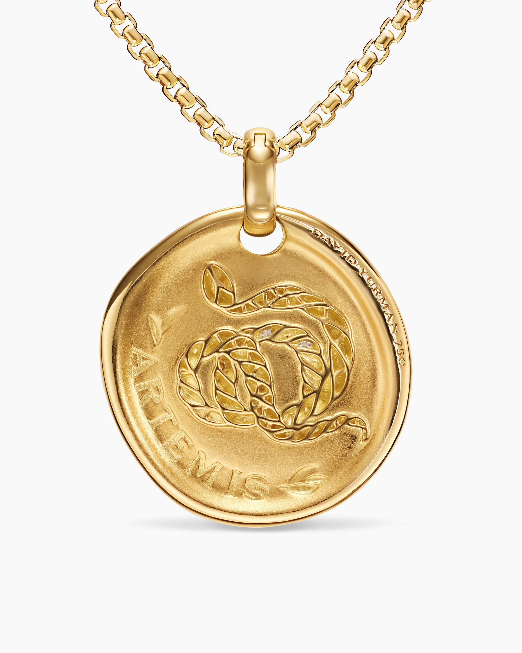 Artemis Medallion Amulet in 18K Yellow Gold with Diamonds, 28.3mm - Image 3