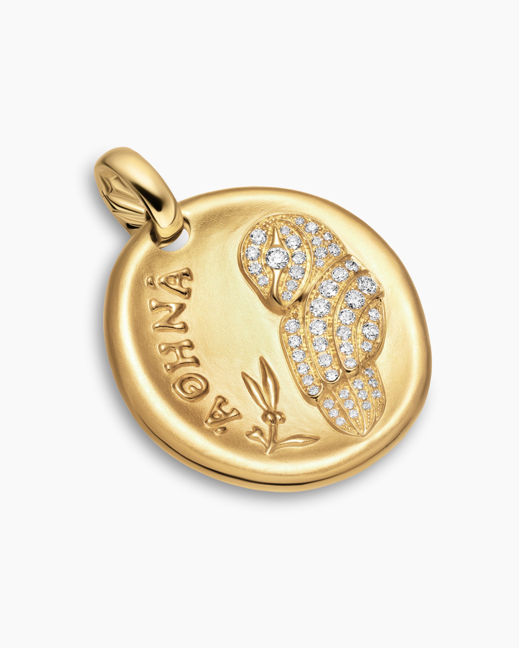 Alternative view of Athena Medallion Amulet in 18K Yellow Gold with Diamonds, 28.3mm
