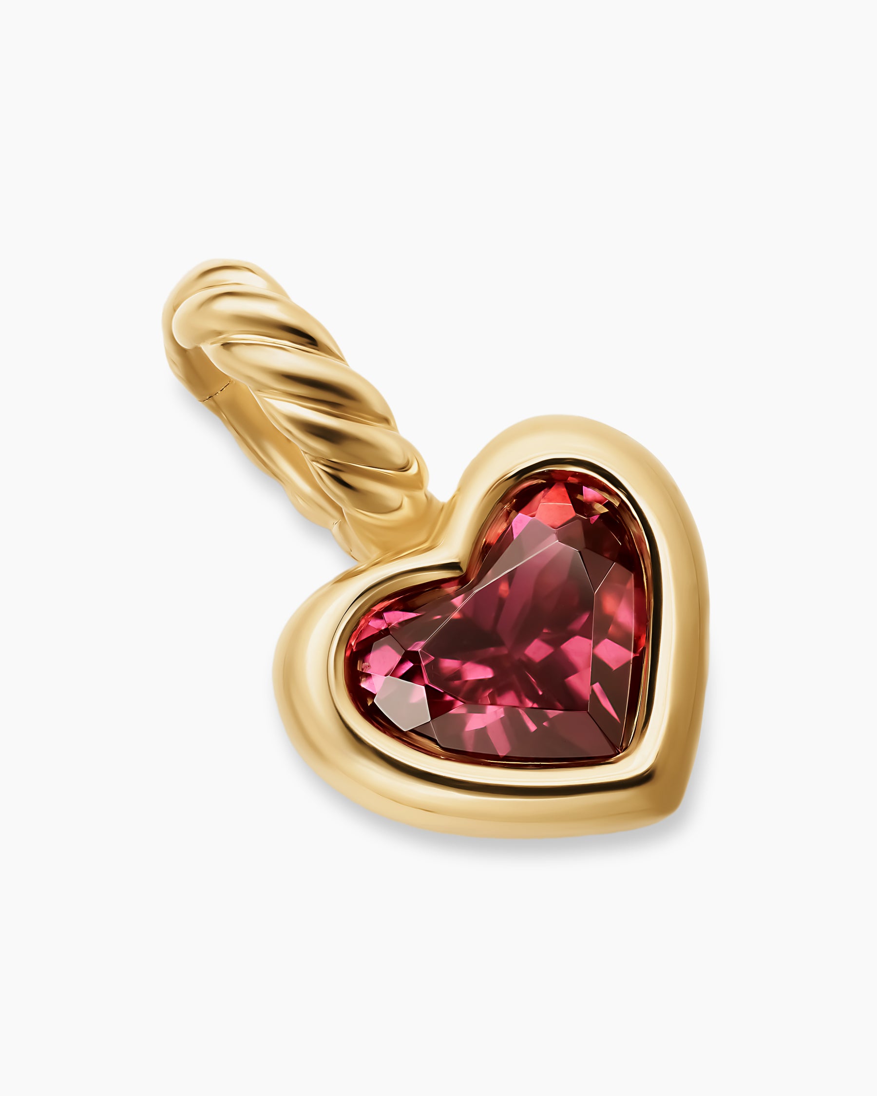 Mini Heart Amulet in 18K Yellow Gold with Rhodolite Garnet, 7.2mm - Image 3