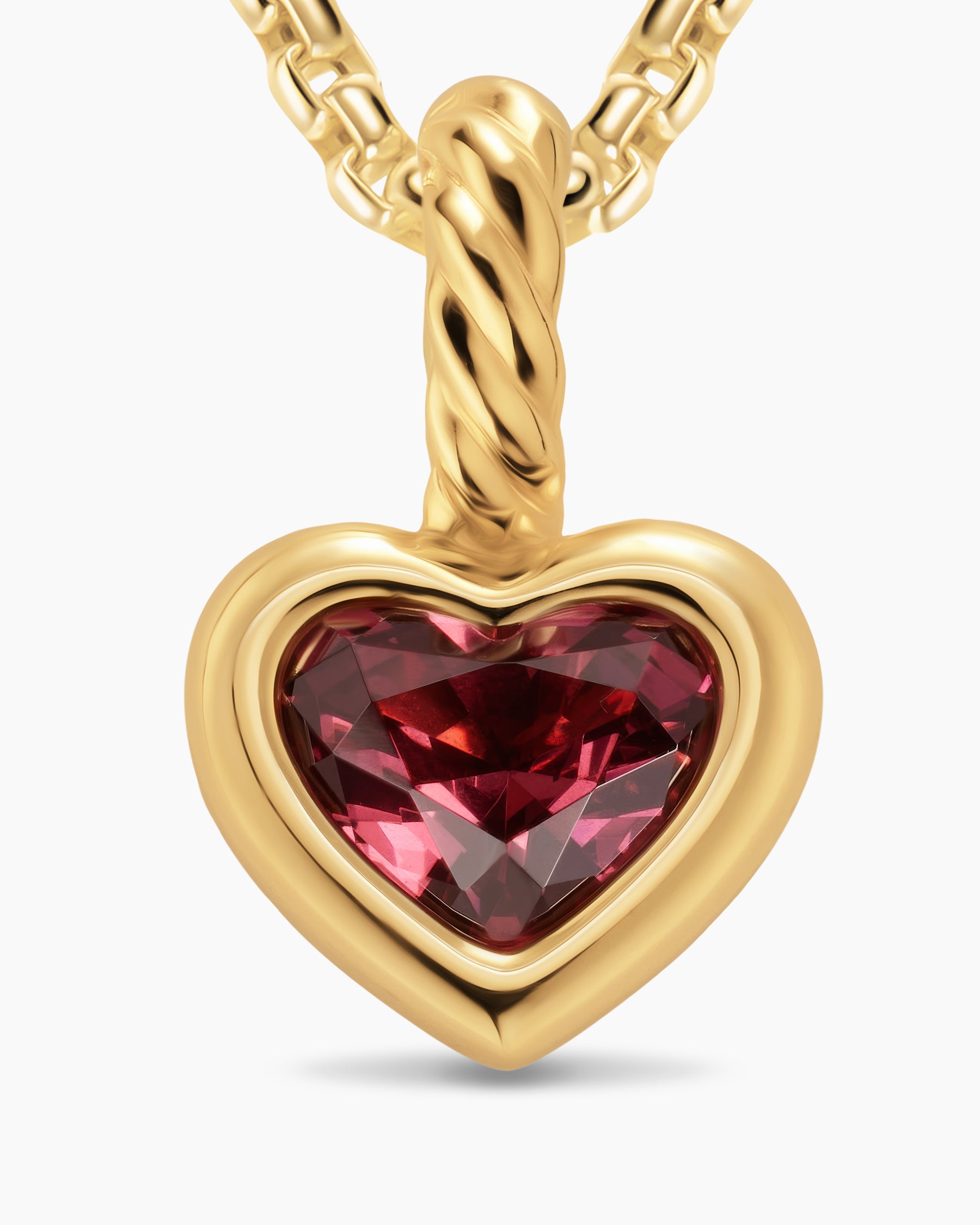 Mini Heart Amulet in 18K Yellow Gold with Rhodolite Garnet, 7.2mm - Image 5