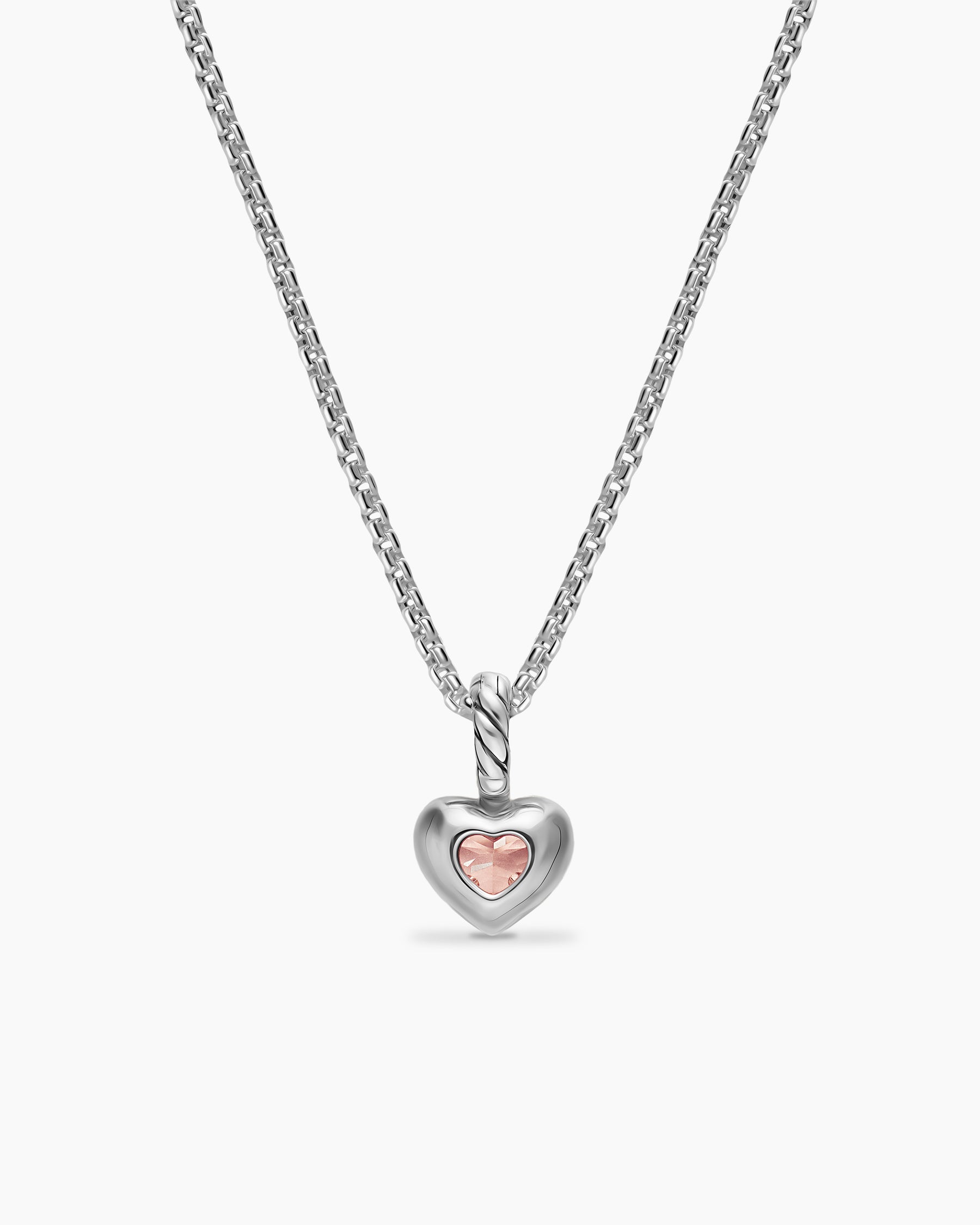 Mini Heart Amulet in Sterling Silver with 14K Yellow Gold and Morganite, 7.2mm - Image 4