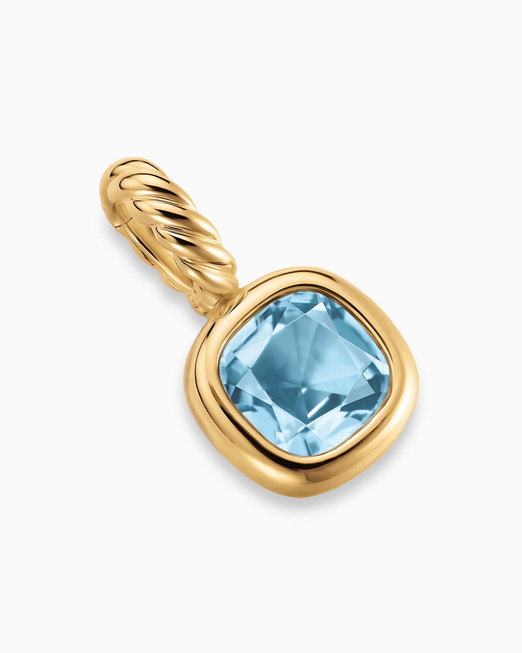 Mini Cushion Cut Amulet in 18K Yellow Gold with Sky Blue Topaz, 5.5mm - Image 3