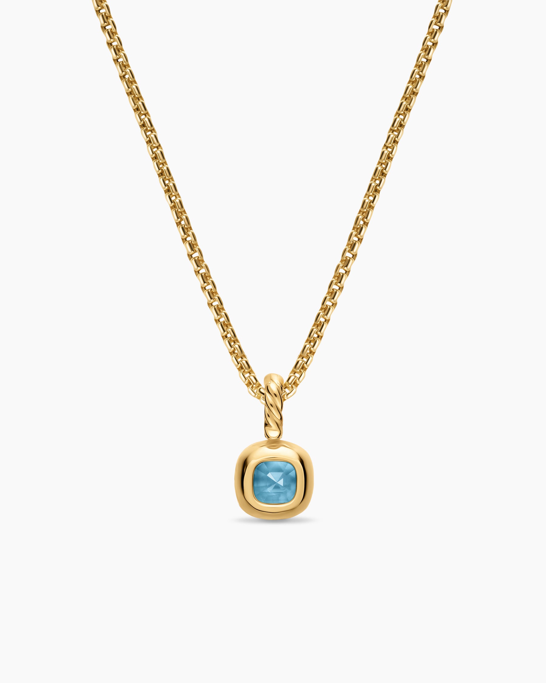 Mini Cushion Cut Amulet in 18K Yellow Gold with Sky Blue Topaz, 5.5mm - Image 4