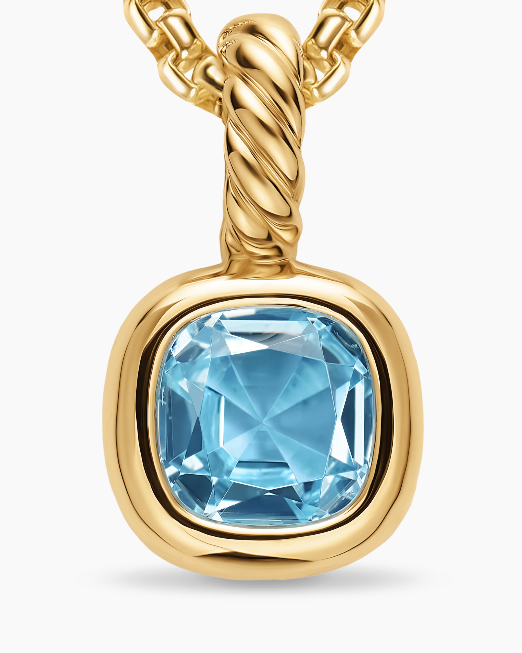 Mini Cushion Cut Amulet in 18K Yellow Gold with Sky Blue Topaz, 5.5mm - Image 5