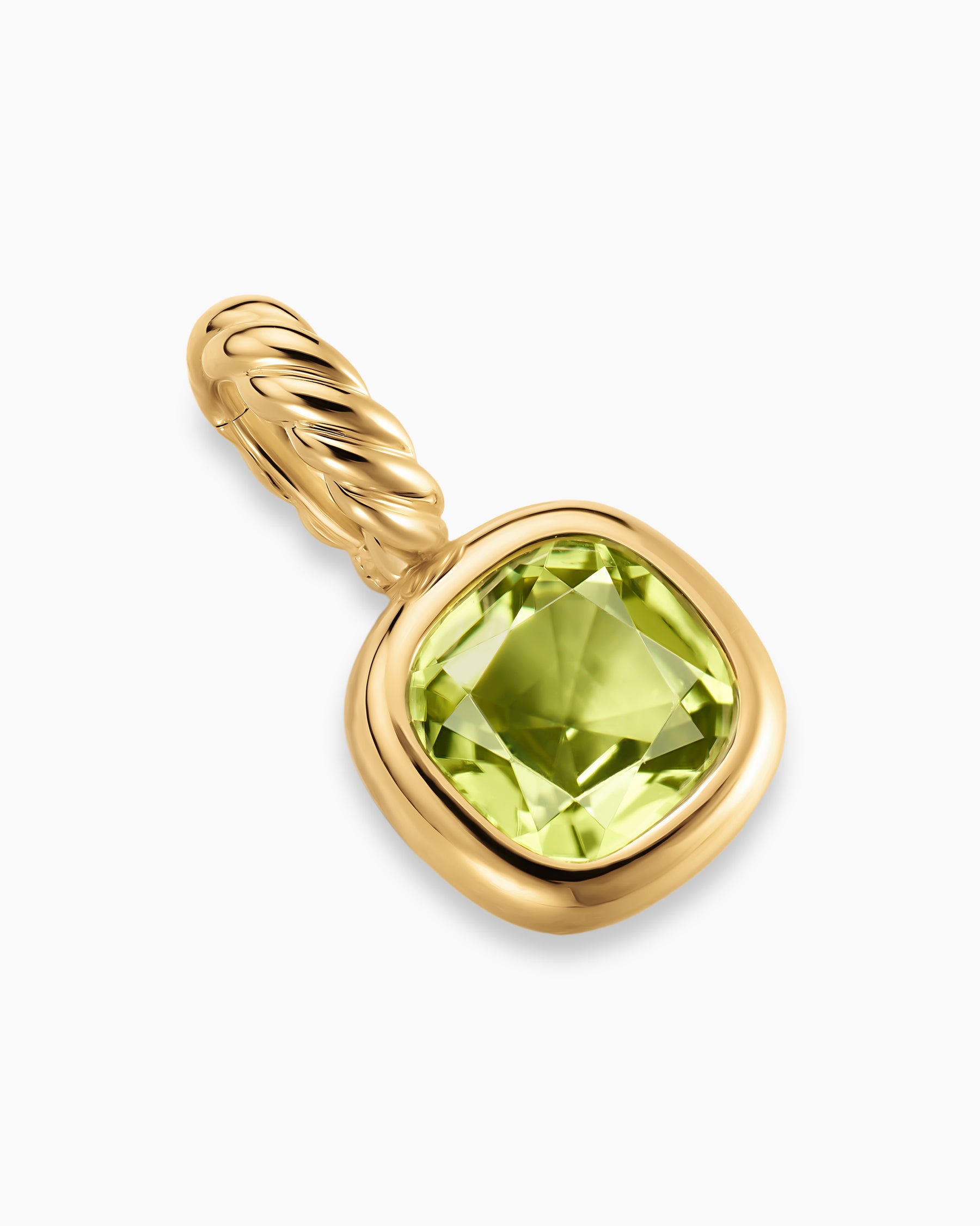 Mini Cushion Cut Amulet in 18K Yellow Gold with Peridot, 5.5mm - Image 3