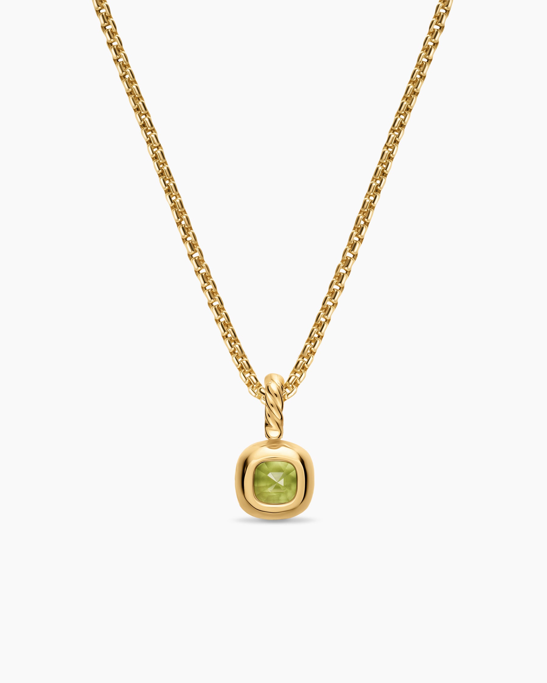 Mini Cushion Cut Amulet in 18K Yellow Gold with Peridot, 5.5mm - Image 4