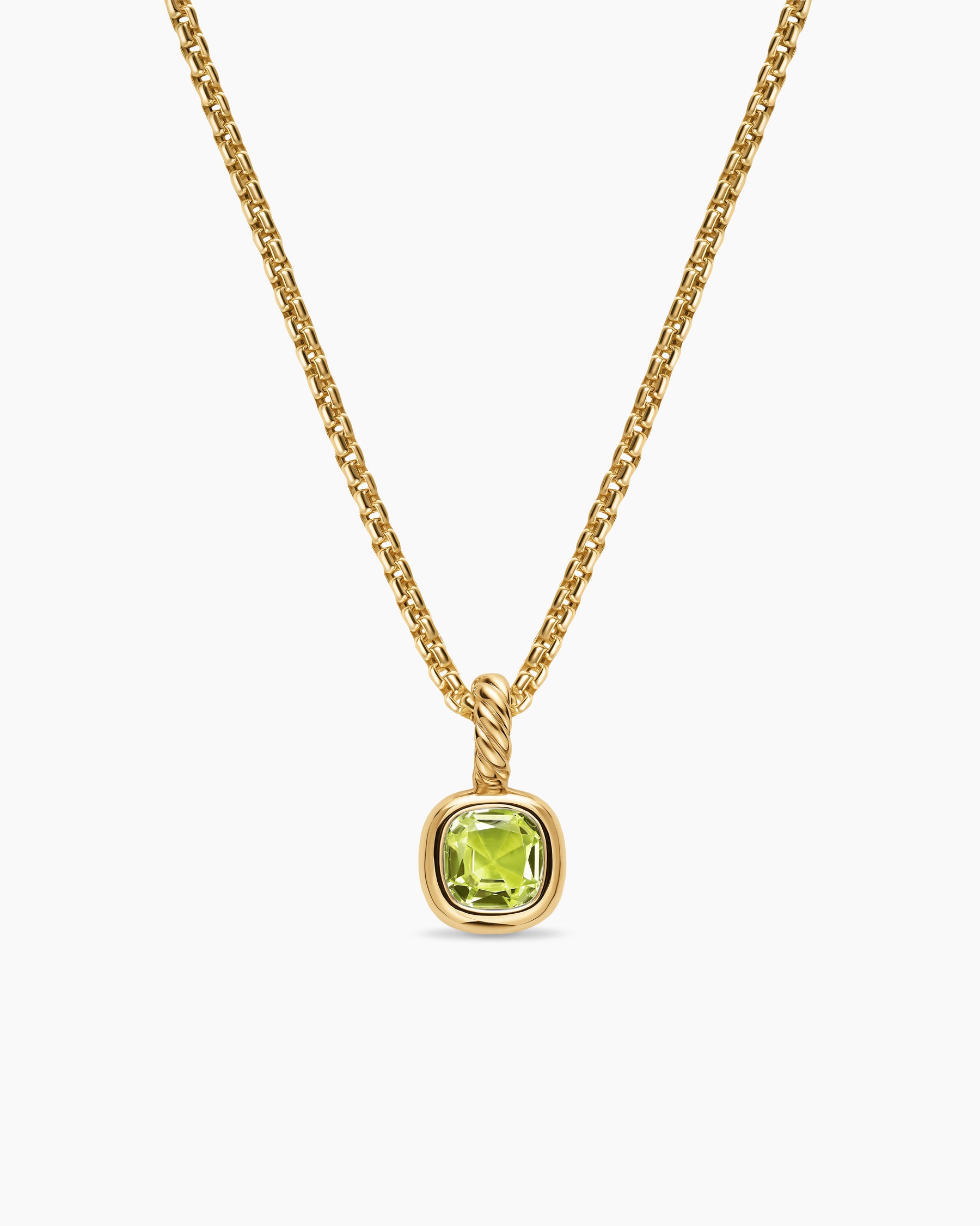 Mini Cushion Cut Amulet in 18K Yellow Gold with Peridot, 5.5mm