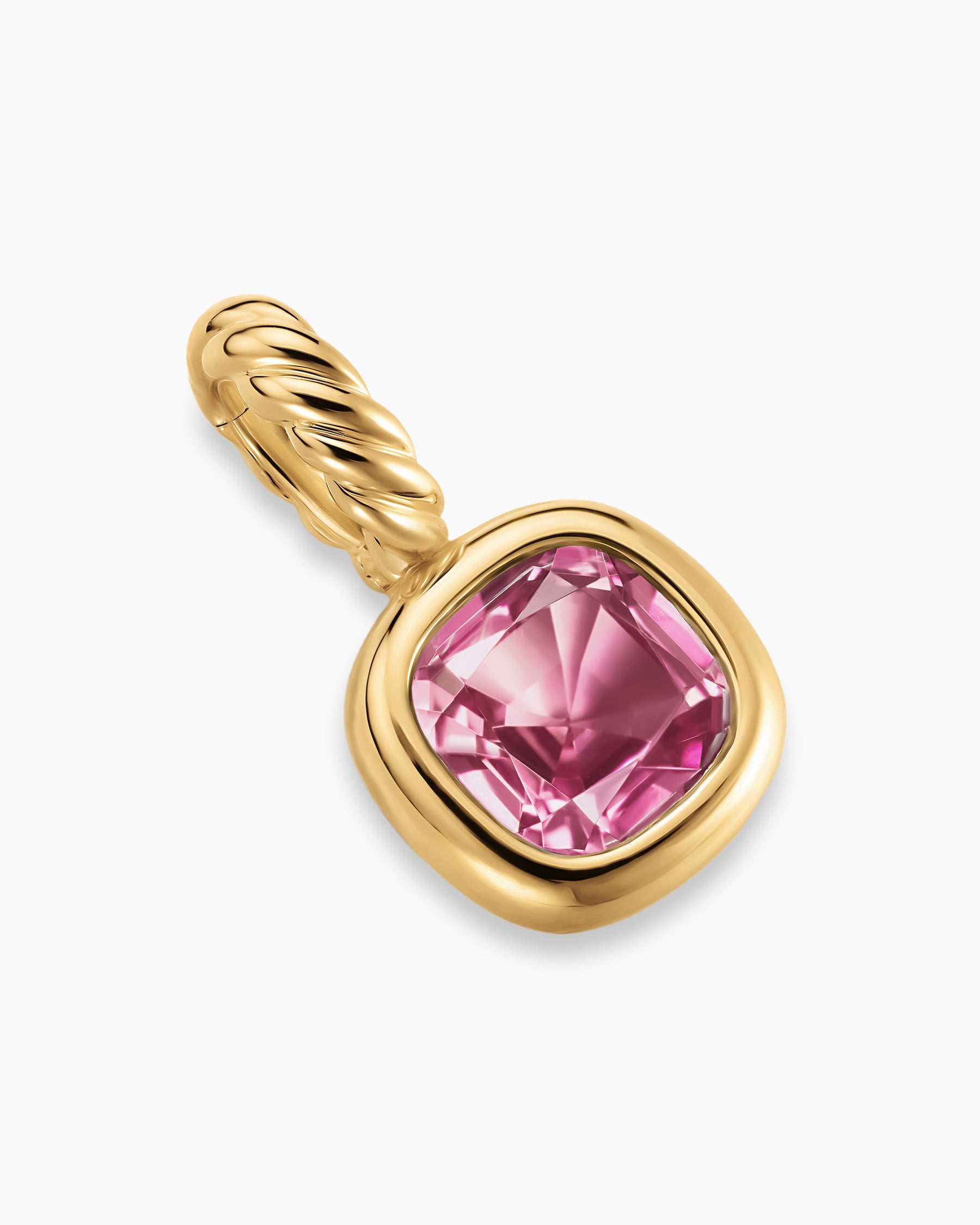 Mini Cushion Cut Amulet in 18K Yellow Gold with Pink Tourmaline, 5.5mm - Image 3