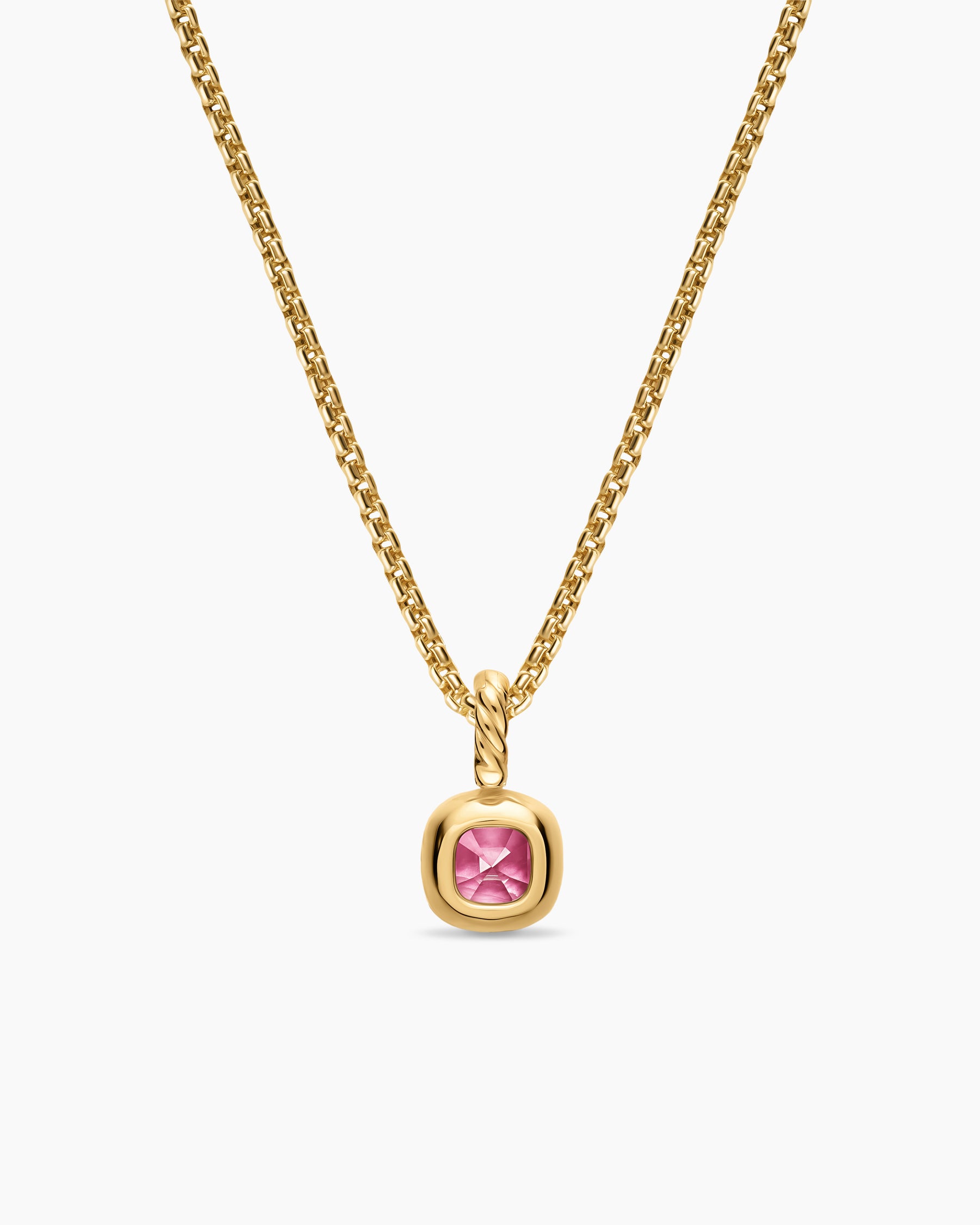 Mini Cushion Cut Amulet in 18K Yellow Gold with Pink Tourmaline, 5.5mm - Image 4