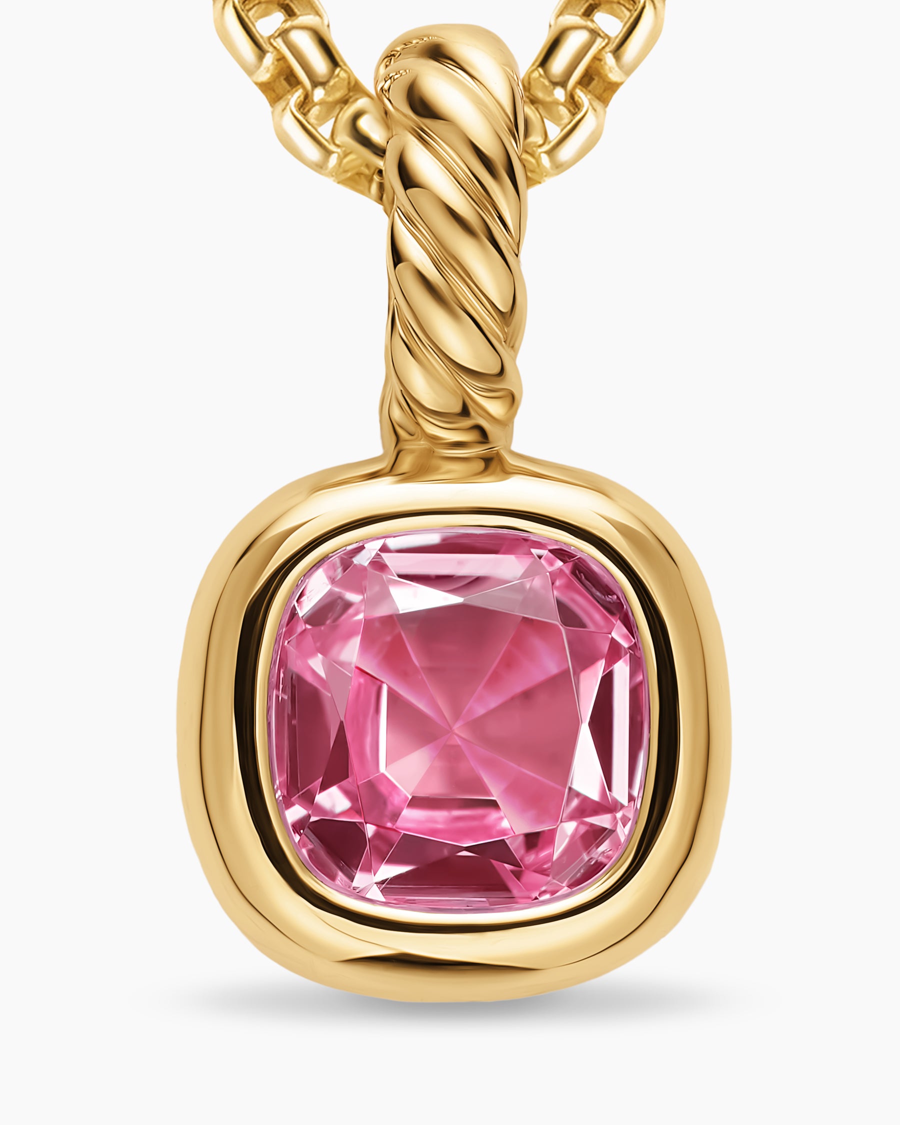 Mini Cushion Cut Amulet in 18K Yellow Gold with Pink Tourmaline, 5.5mm - Image 5
