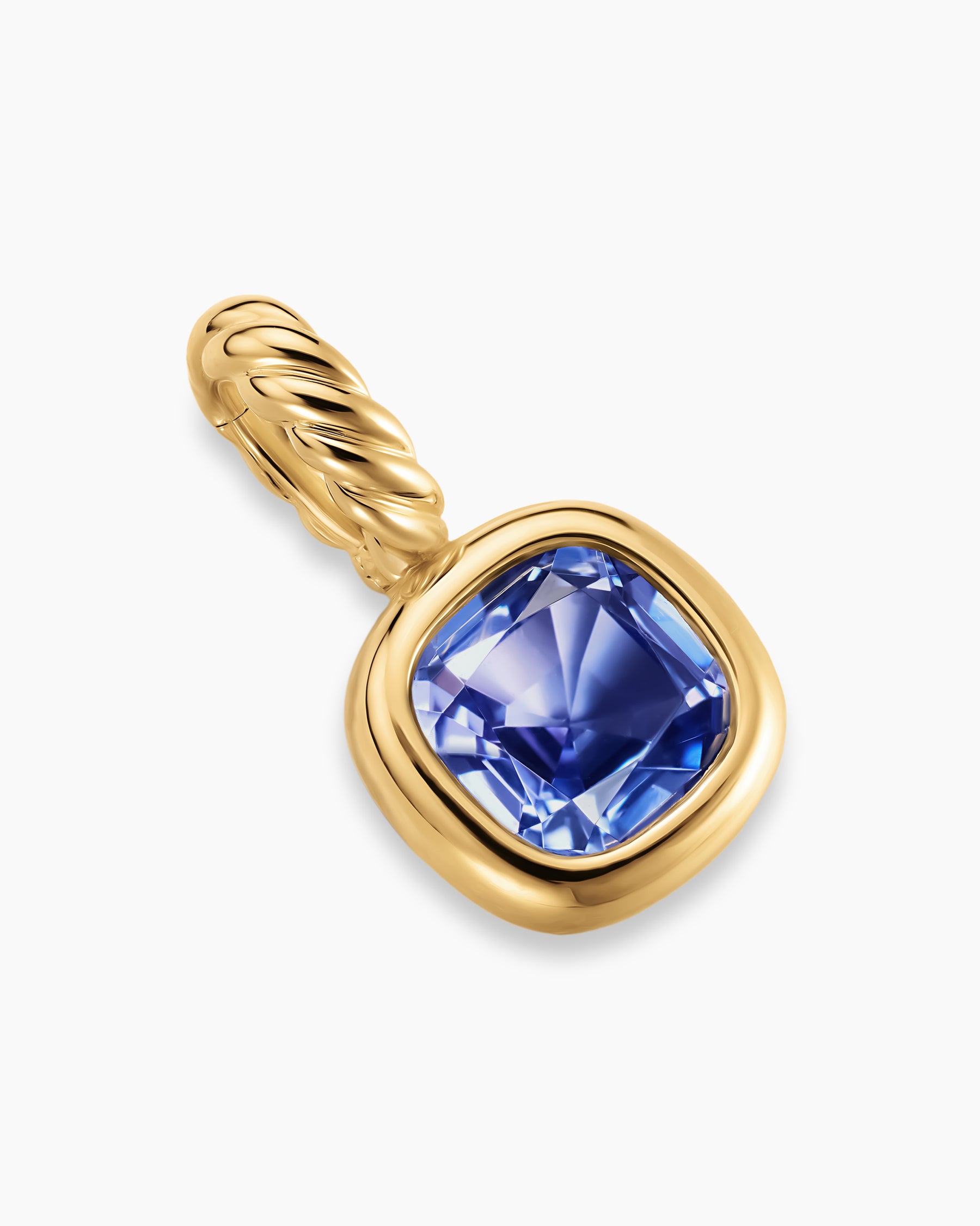 Mini Cushion Cut Amulet in 18K Yellow Gold with Tanzanite, 5.5mm - Image 3