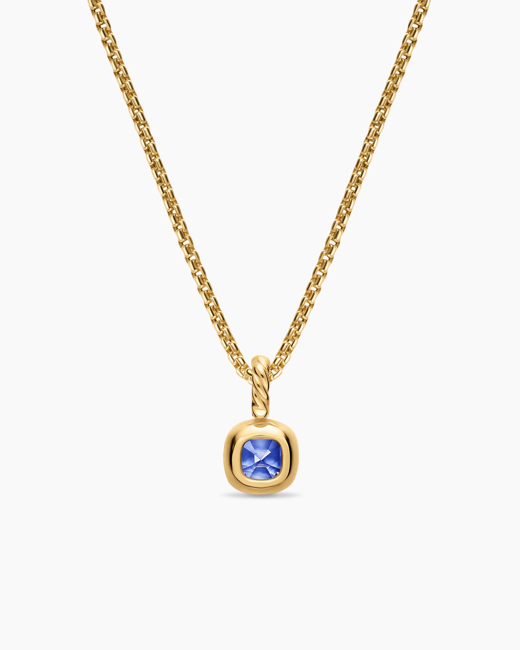 Mini Cushion Cut Amulet in 18K Yellow Gold with Tanzanite, 5.5mm - Image 4