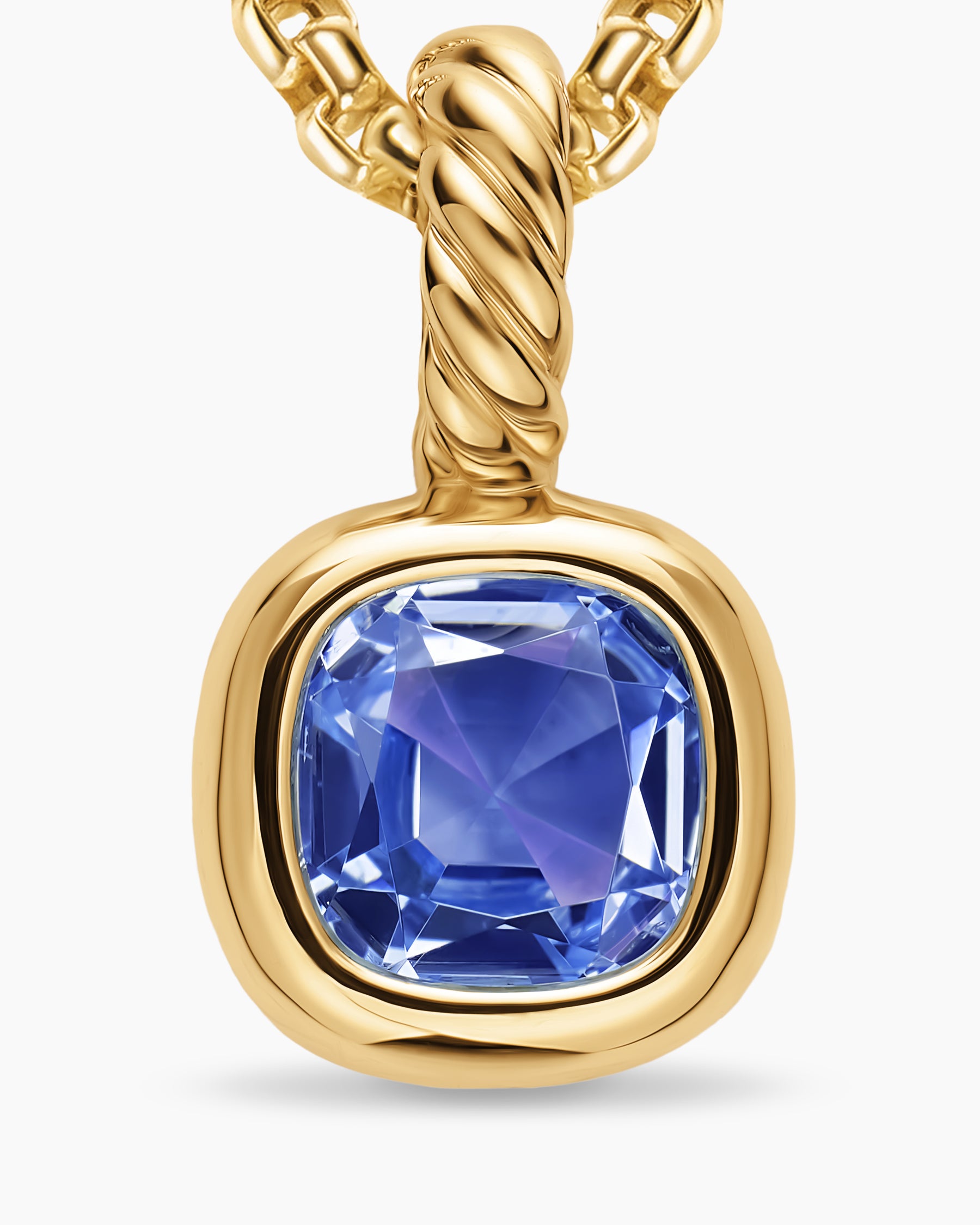Mini Cushion Cut Amulet in 18K Yellow Gold with Tanzanite, 5.5mm - Image 5