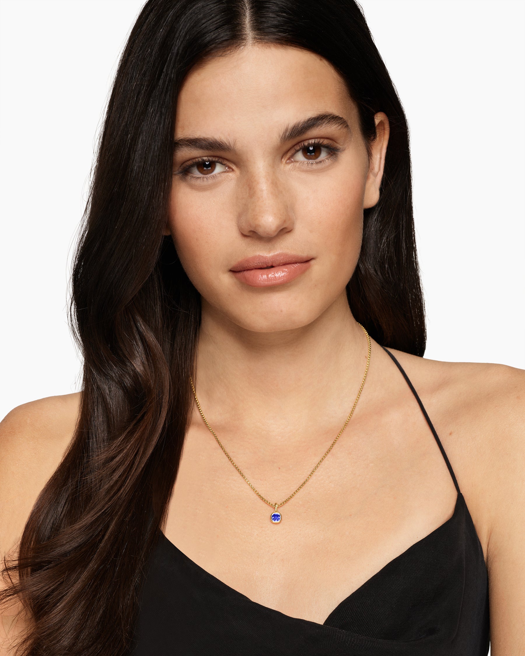 Alternative view of Mini Cushion Cut Amulet in 18K Yellow Gold with Tanzanite, 5.5mm