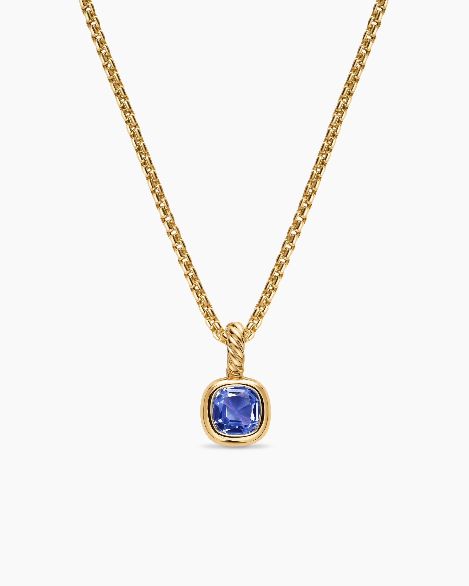 Mini Cushion Cut Amulet in 18K Yellow Gold with Tanzanite, 5.5mm