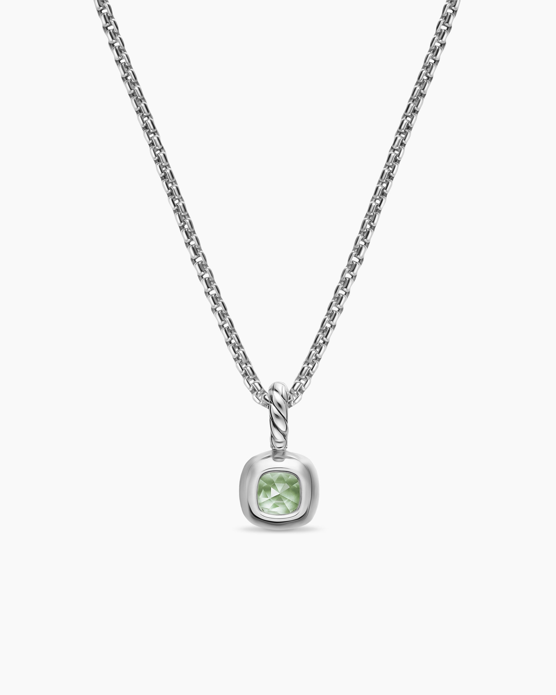 Mini Cushion Cut Amulet in Sterling Silver with 14K Yellow Gold and Prasiolite, 5.5mm - Image 4