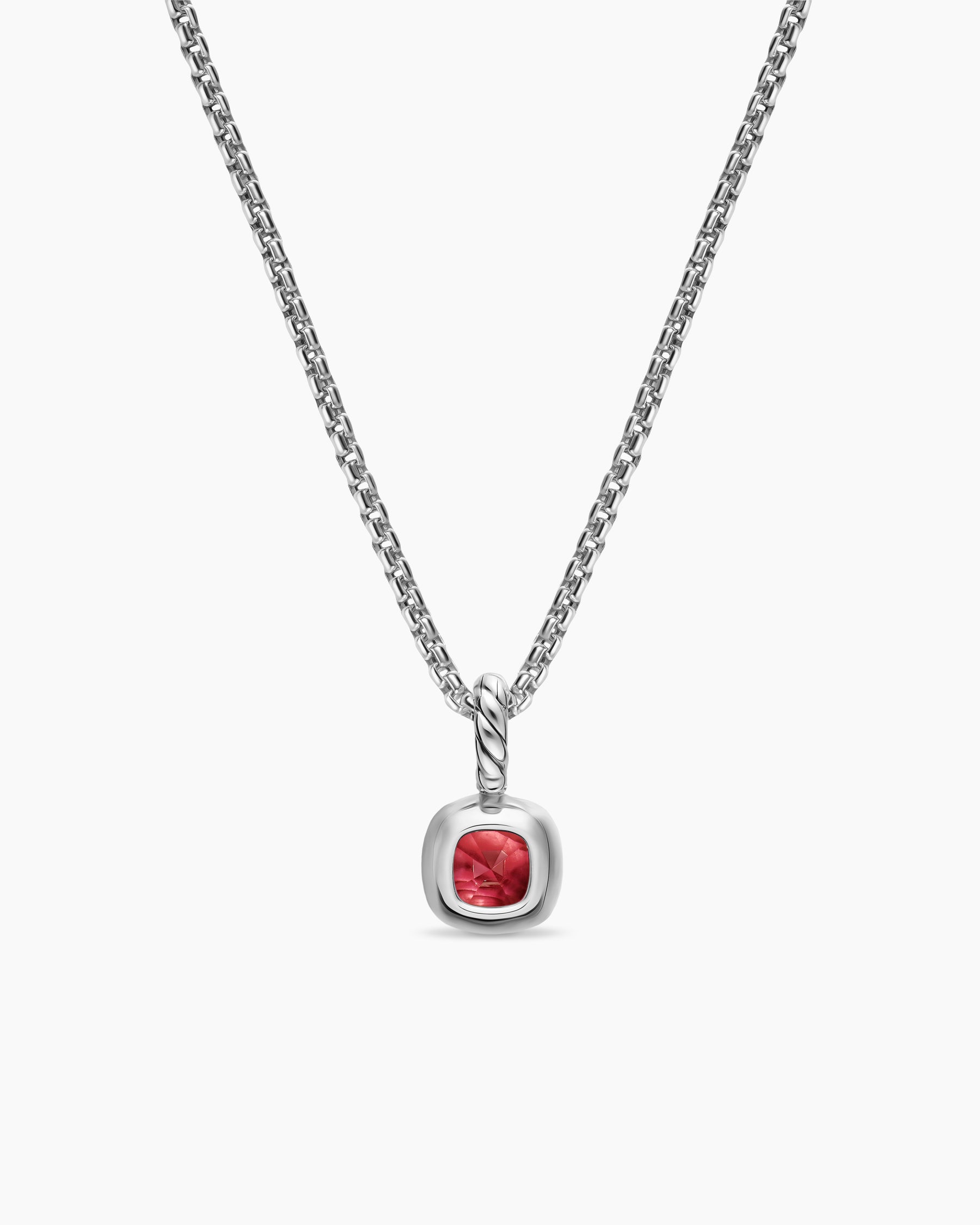Mini Cushion Cut Amulet in Sterling Silver with 14K Yellow Gold and Rhodolite Garnet, 5.5mm - Image 4