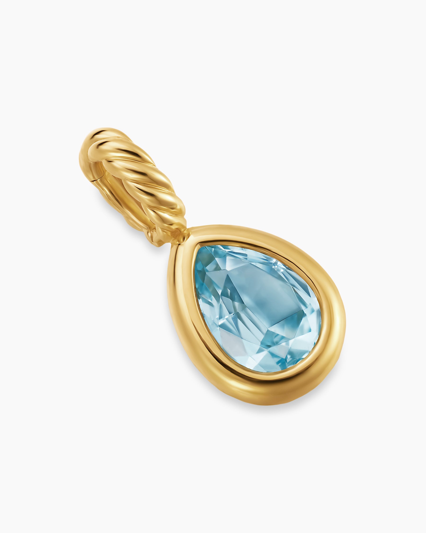 Mini Pear Cut Amulet in 18K Yellow Gold with Sky Blue Topaz, 11mm - Image 3