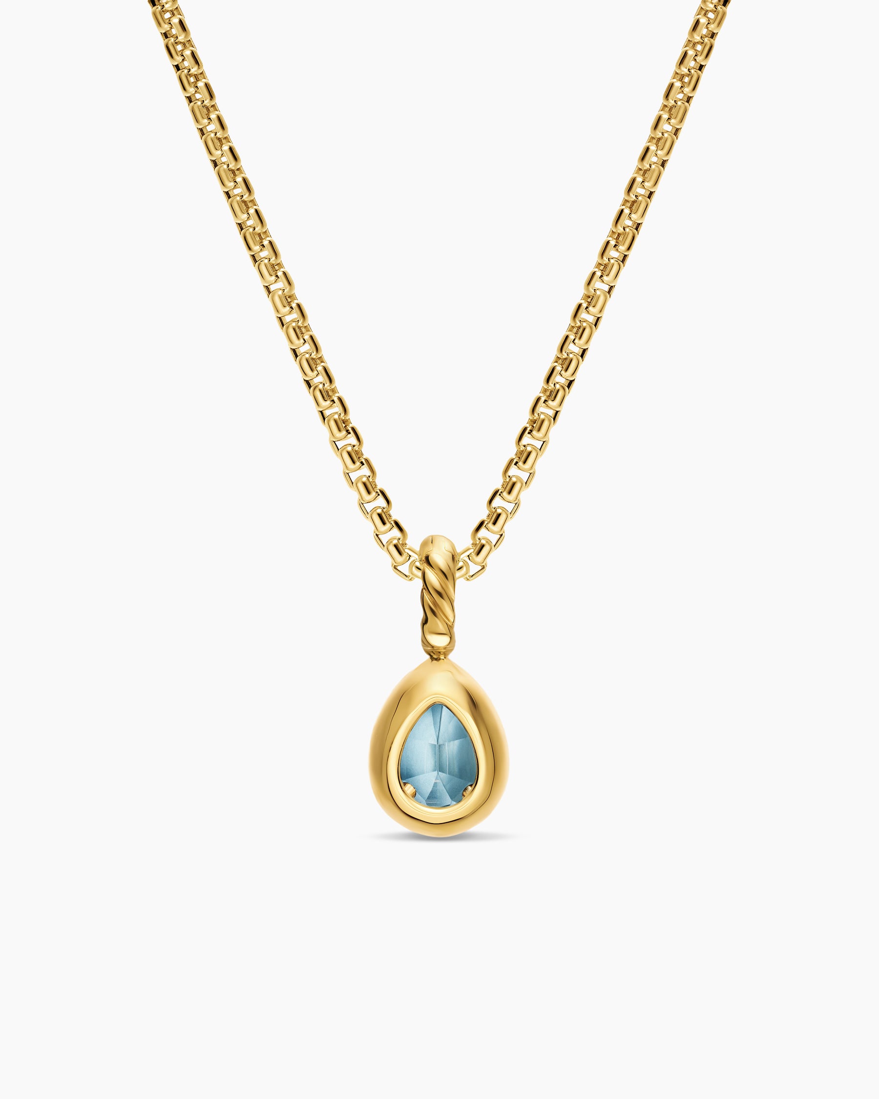 Mini Pear Cut Amulet in 18K Yellow Gold with Sky Blue Topaz, 11mm - Image 4