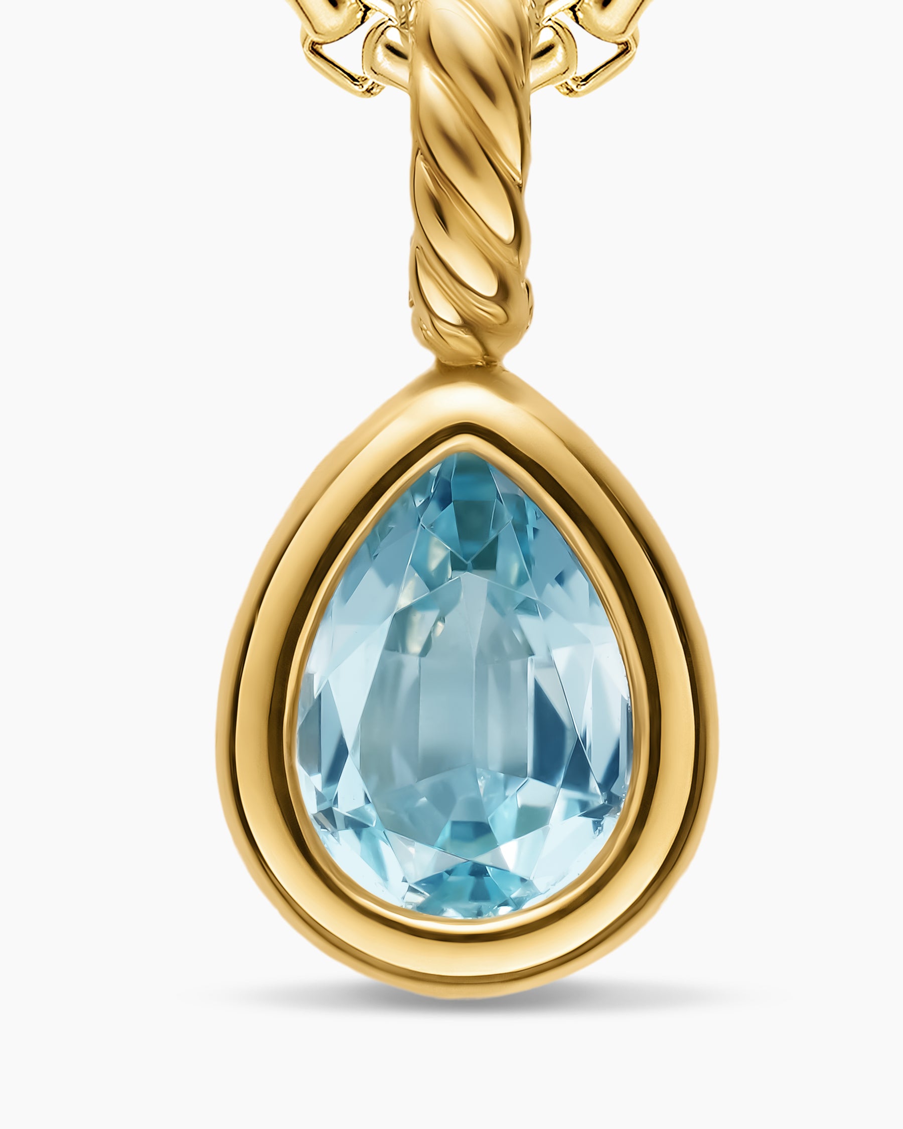 Mini Pear Cut Amulet in 18K Yellow Gold with Sky Blue Topaz, 11mm - Image 5