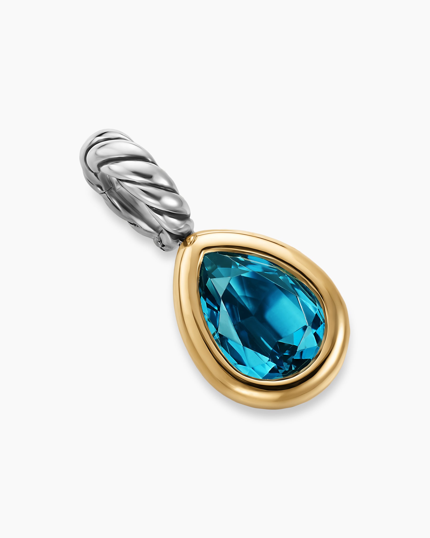 Mini Pear Cut Amulet in Sterling Silver with 14K Yellow Gold and Hampton Blue Topaz, 11mm - Image 3