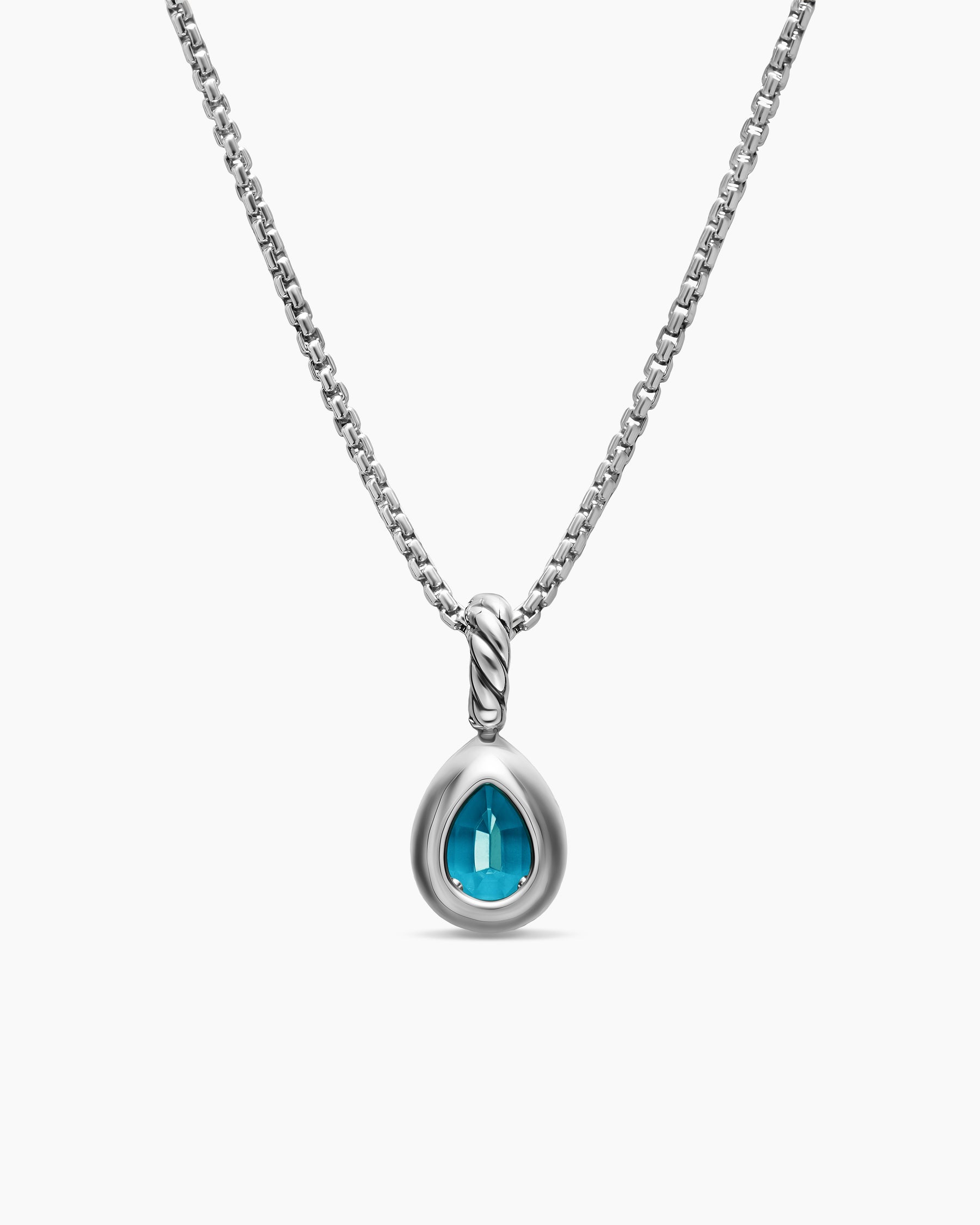 Mini Pear Cut Amulet in Sterling Silver with 14K Yellow Gold and Hampton Blue Topaz, 11mm - Image 4