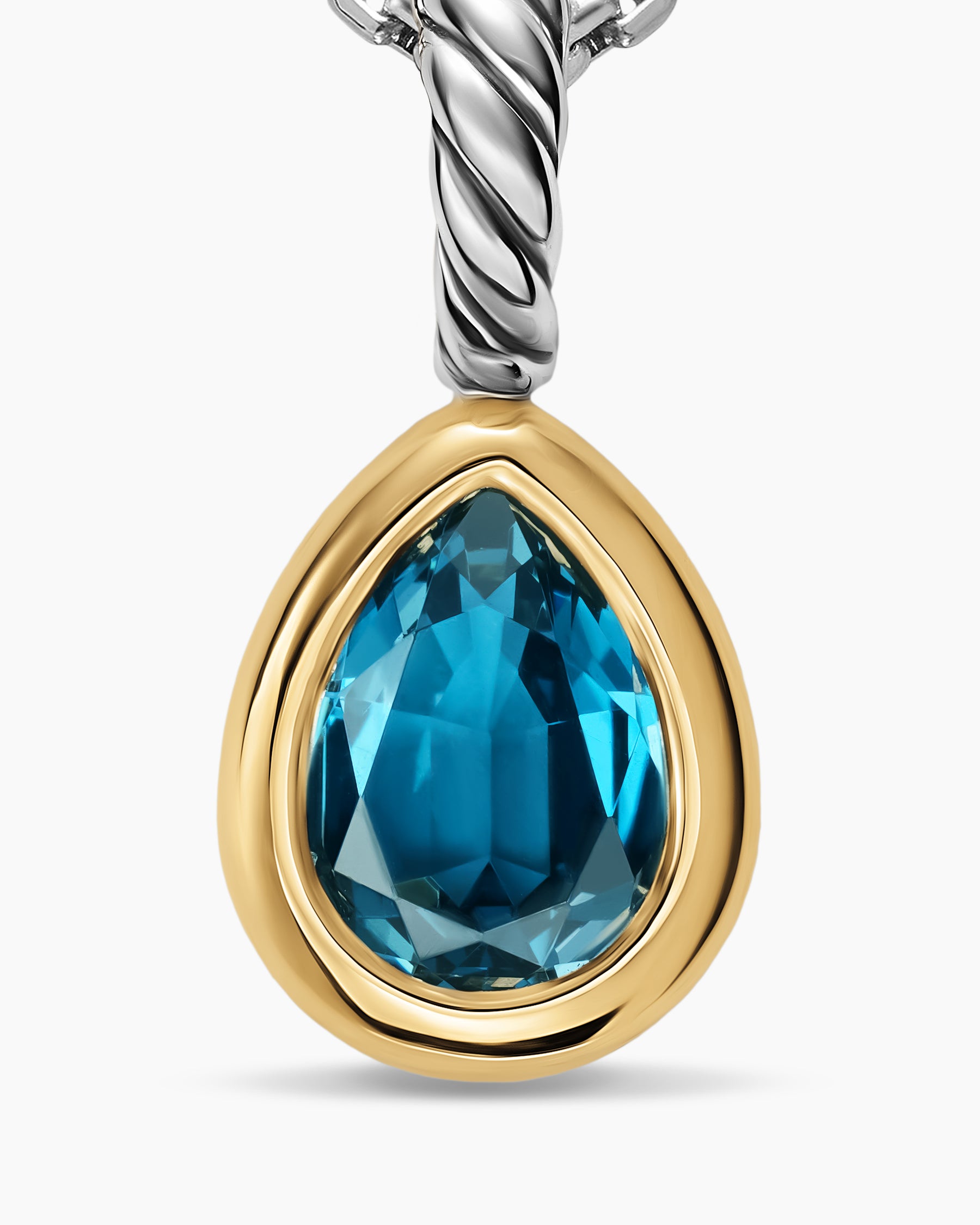 Mini Pear Cut Amulet in Sterling Silver with 14K Yellow Gold and Hampton Blue Topaz, 11mm - Image 5