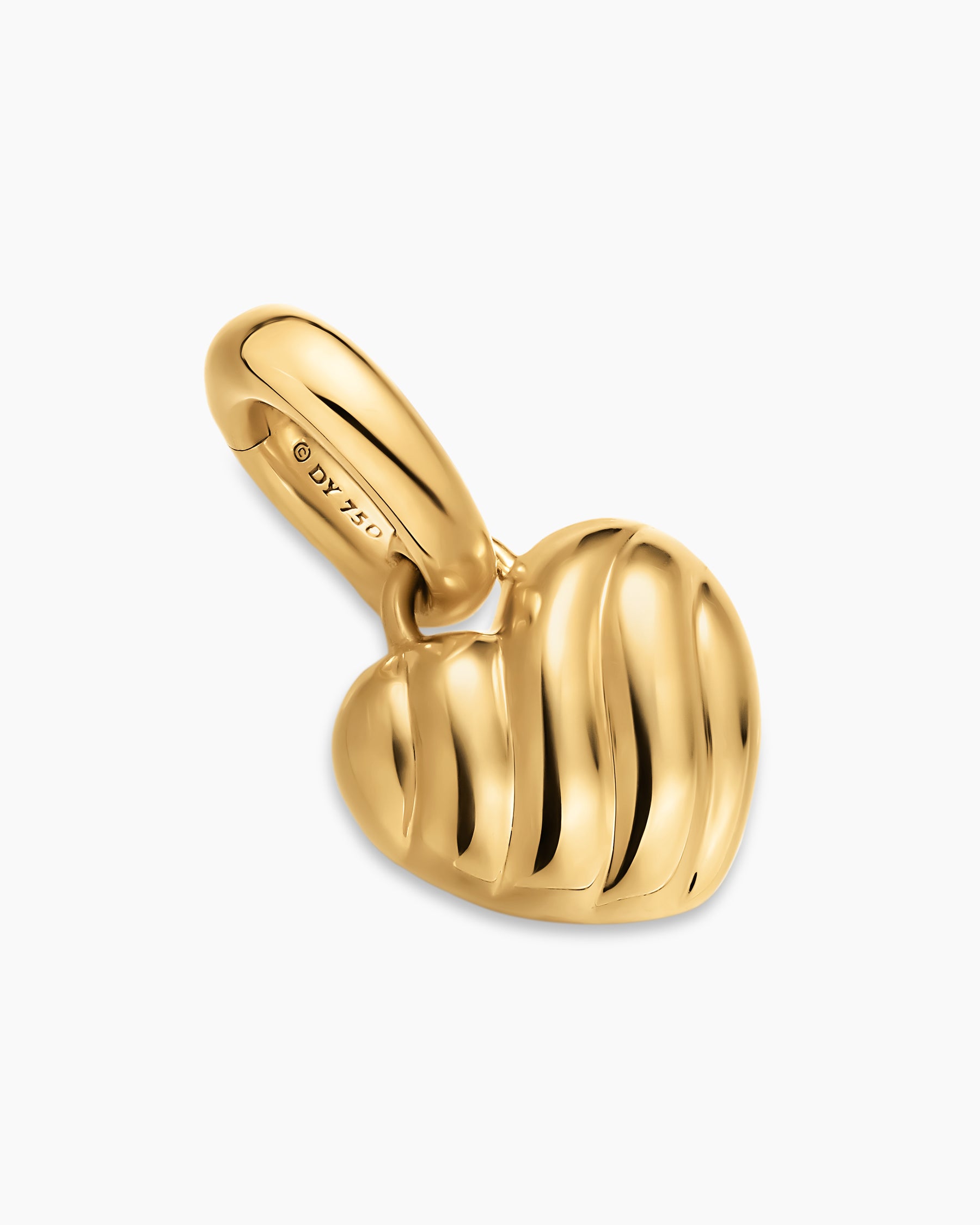 Alternative view of Petite Puffy Cable Heart Amulet in 18K Yellow Gold, 7.4mm