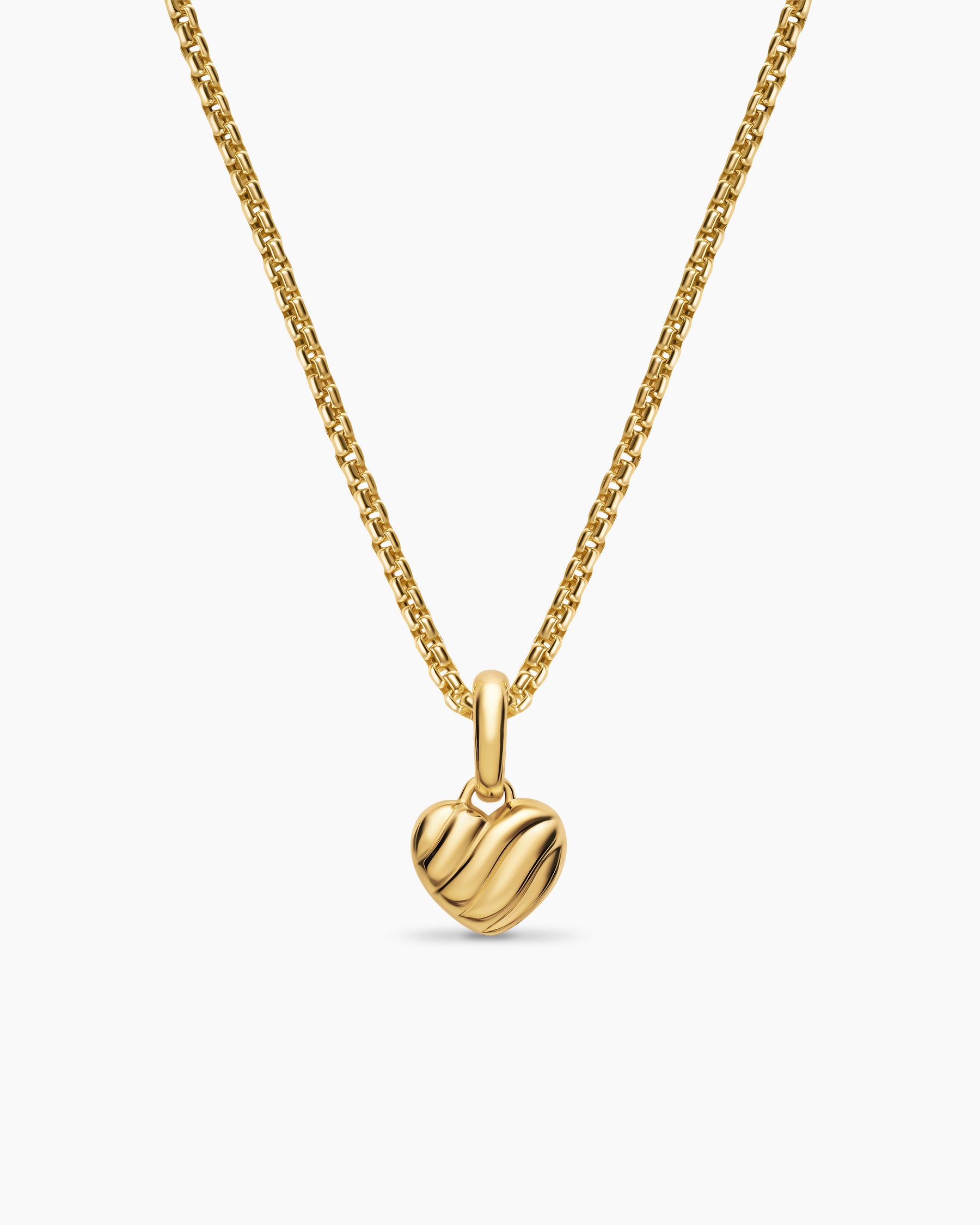 Petite Puffy Cable Heart Amulet in 18K Yellow Gold, 7.4mm