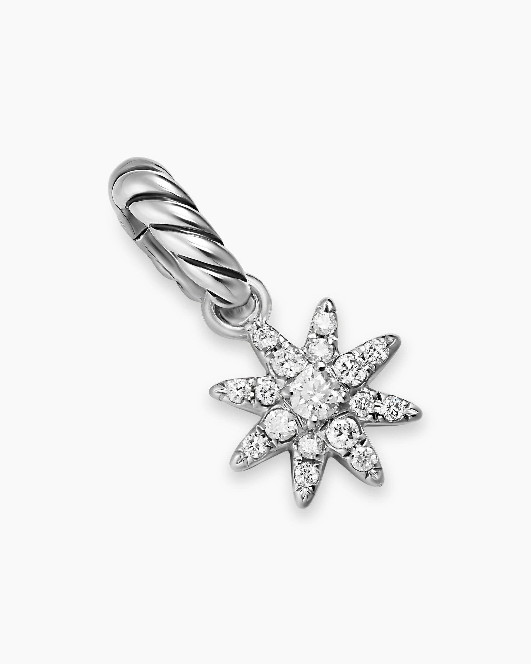 Petite Starburst Amulet in Sterling Silver with Full Pavé Diamonds, 10mm - Image 2