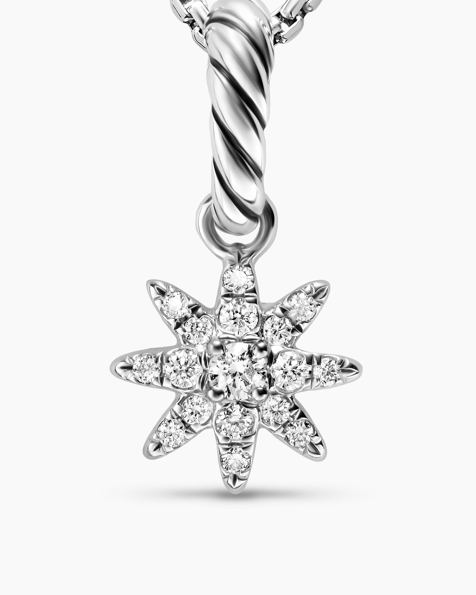 Petite Starburst Amulet in Sterling Silver with Full Pavé Diamonds, 10mm - Image 4