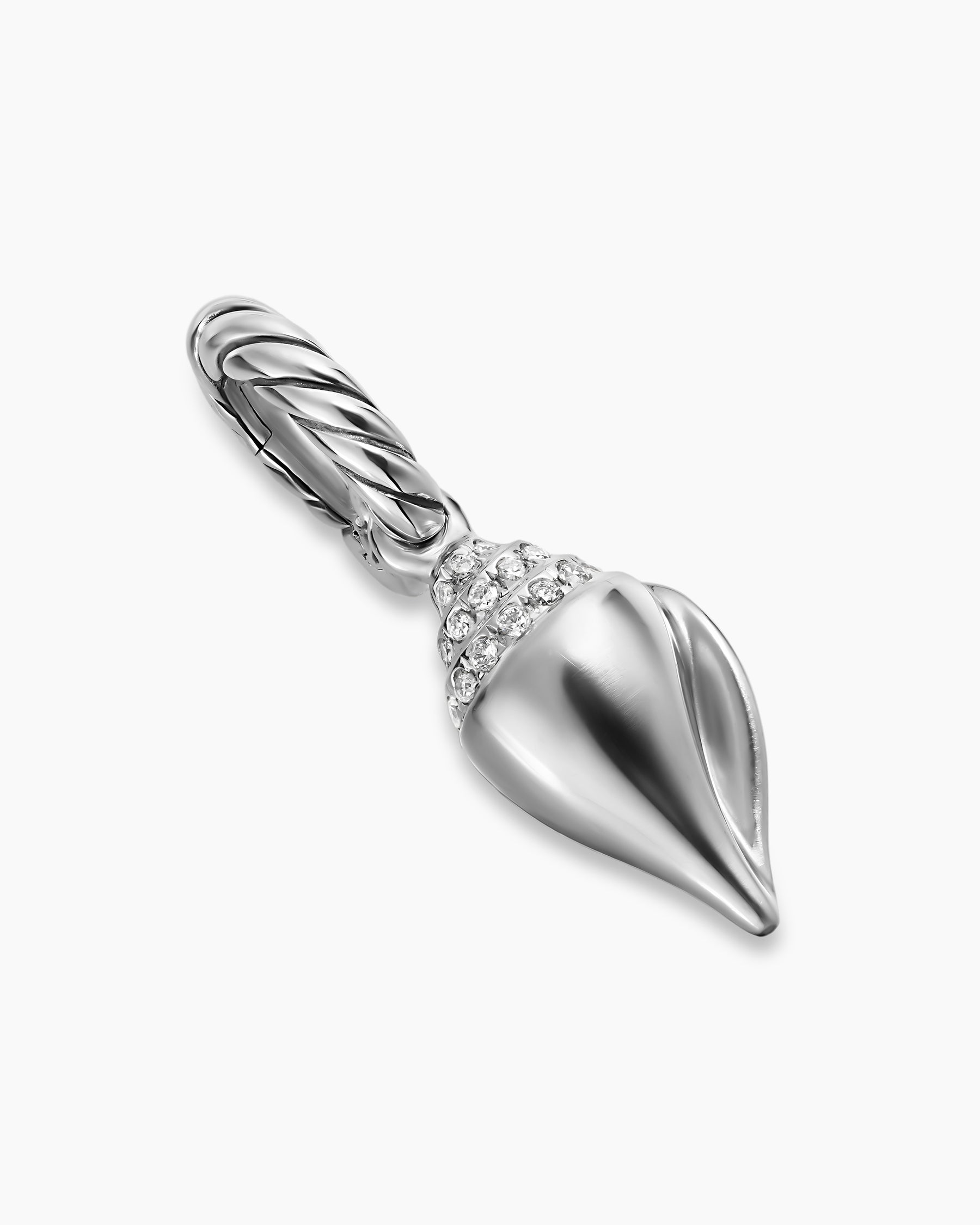 Alternative view of Petite Pavé Shell Amulet in Sterling Silver with Diamonds, 15mm
