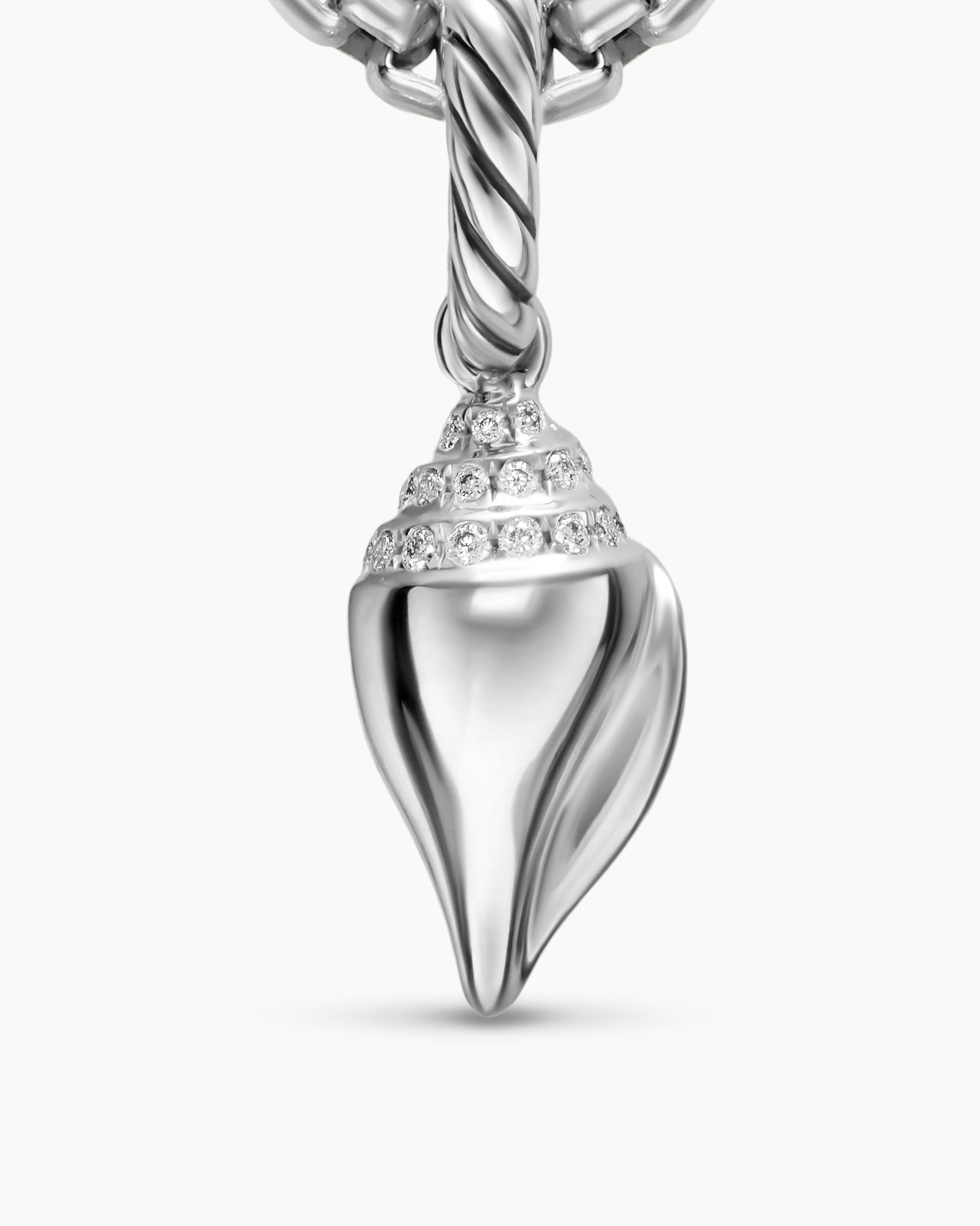 Petite Pavé Shell Amulet in Sterling Silver with Diamonds, 15mm - Image 4