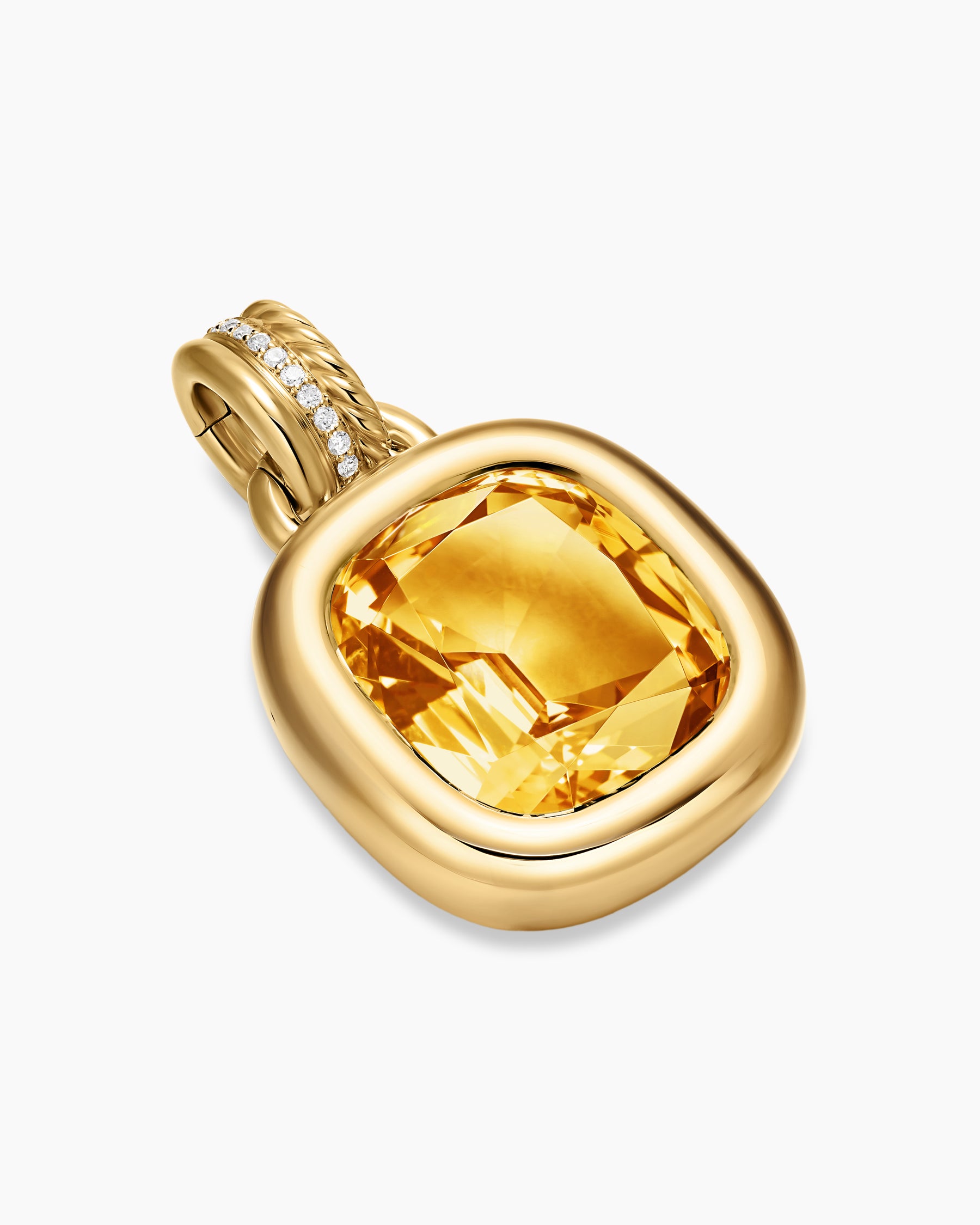 Alternative view of DY Mercer Color Amulet in 18K Yellow Gold with Citrine and Diamonds, 17mm