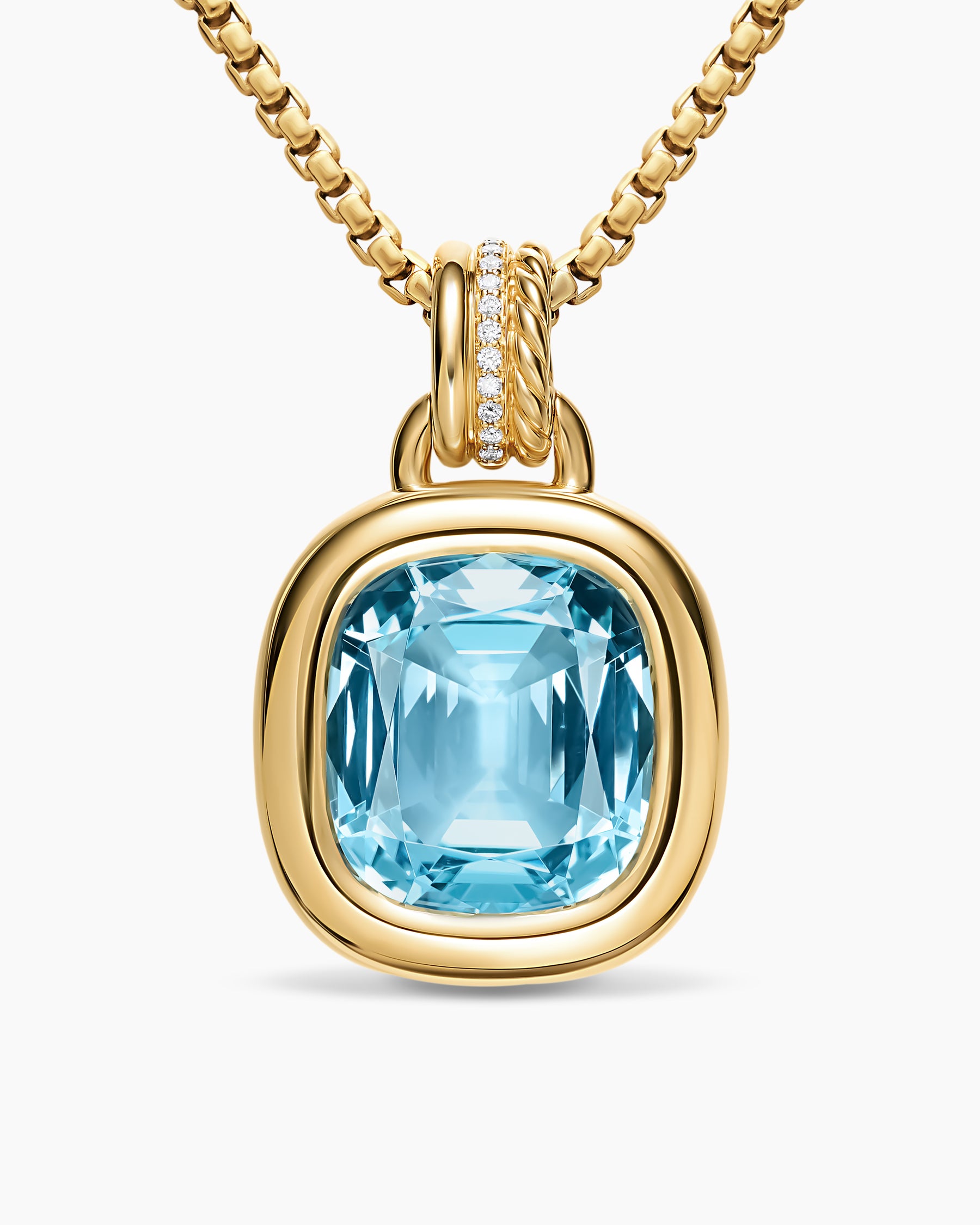 DY Mercer Color Amulet in 18K Yellow Gold with Sky Blue Topaz and Diamonds, 17mm