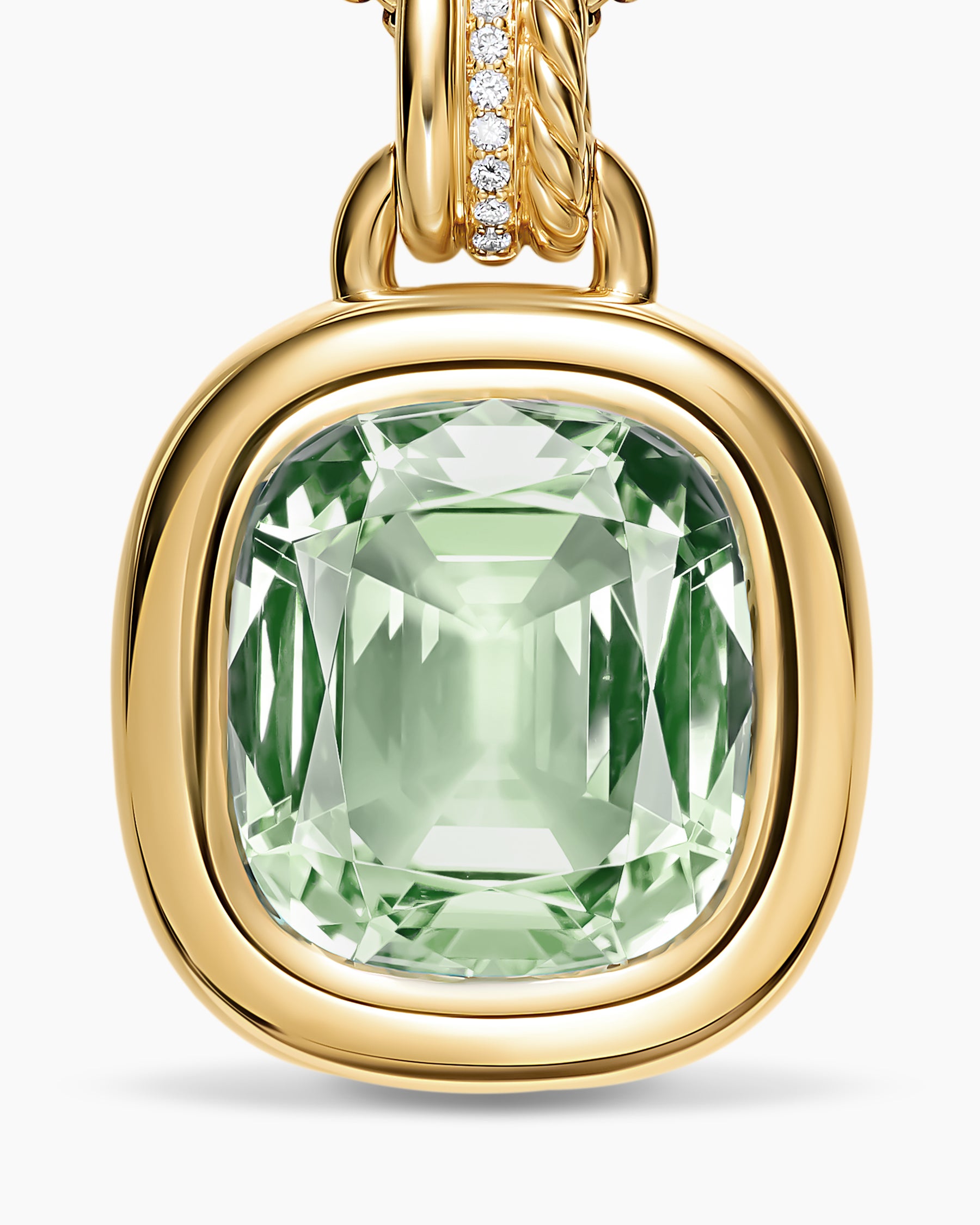 DY Mercer Color Amulet in 18K Yellow Gold with Prasiolite and Diamonds, 17mm - Image 4
