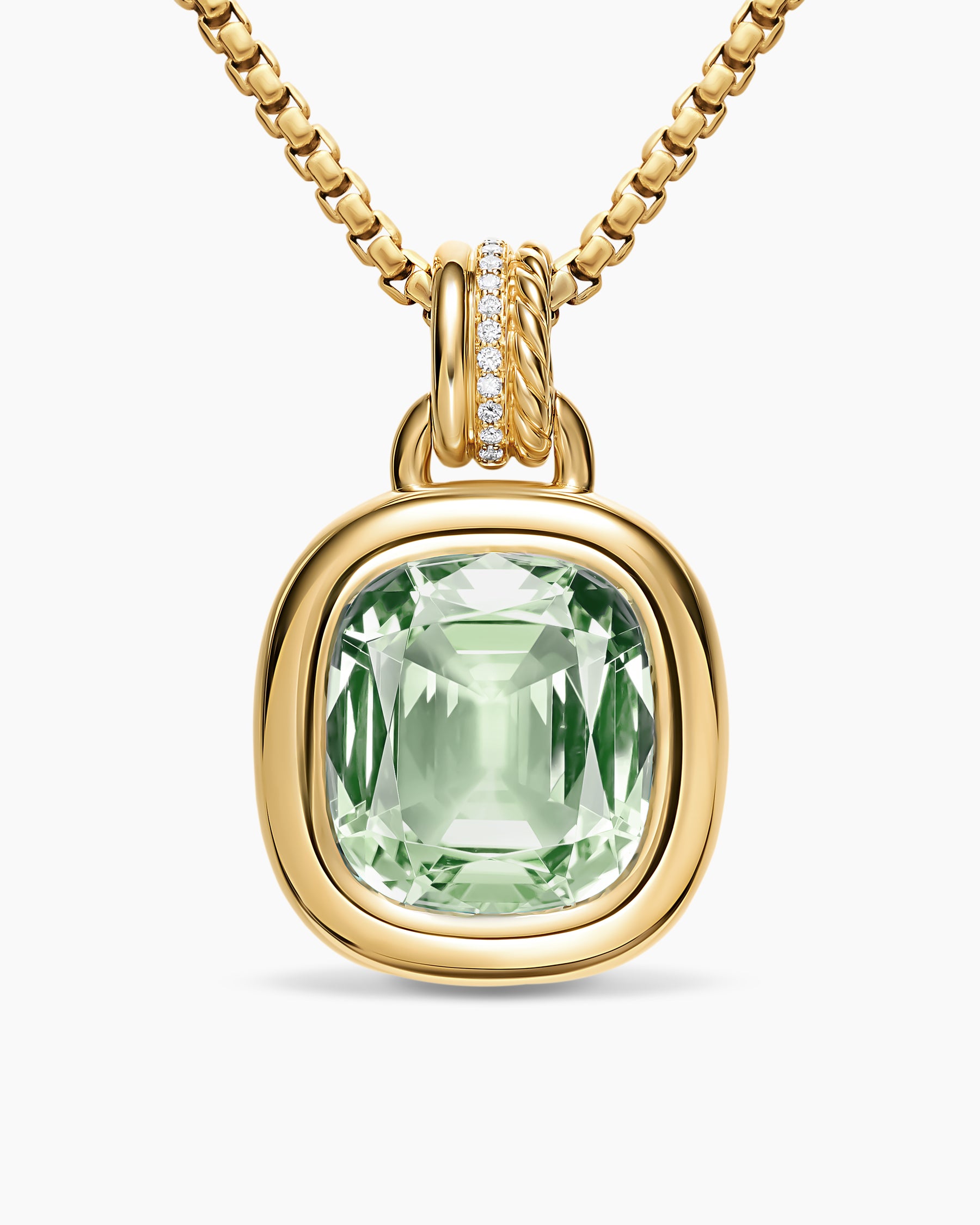 DY Mercer Color Amulet in 18K Yellow Gold with Prasiolite and Diamonds, 17mm