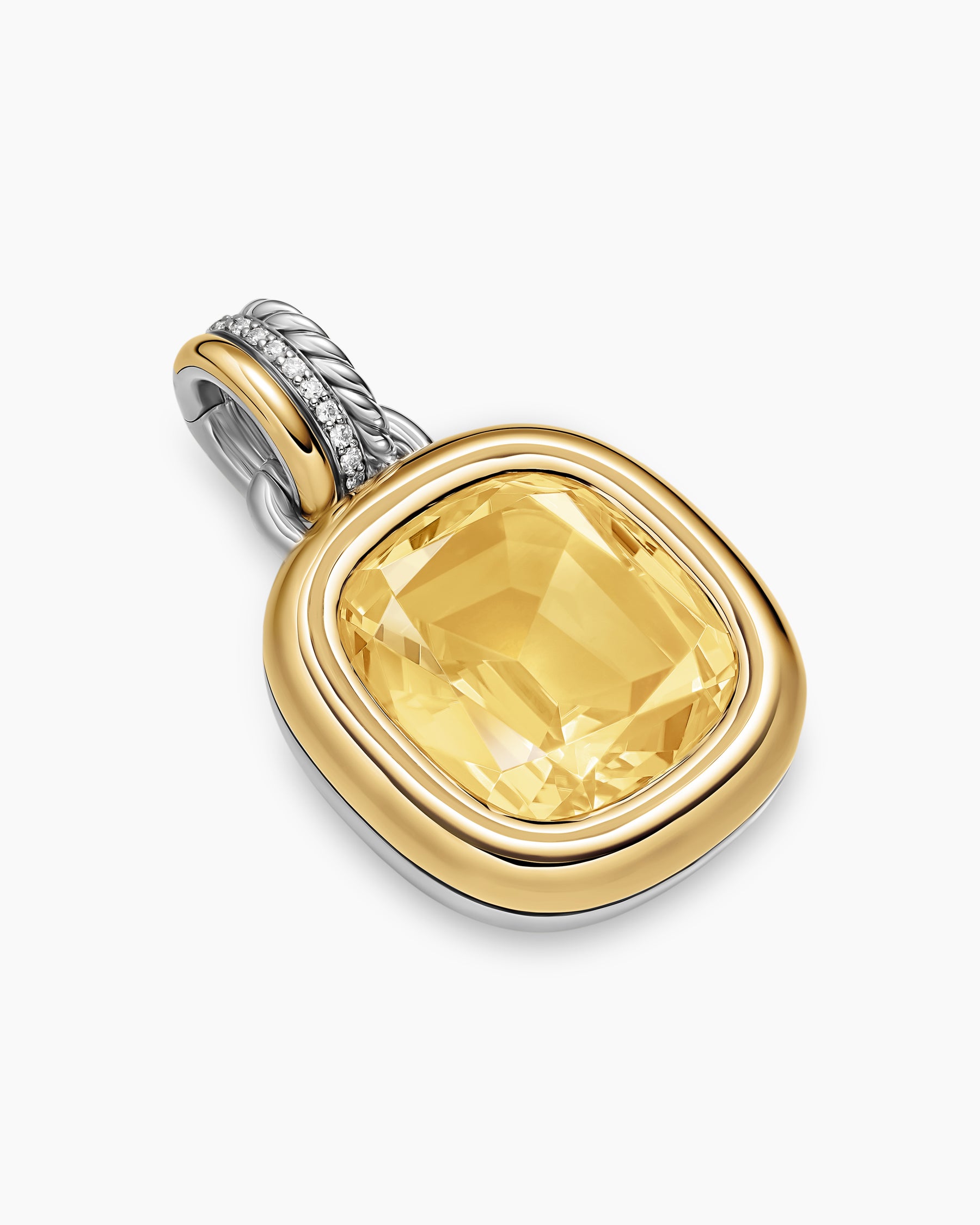 Alternative view of DY Mercer Color Amulet in Sterling Silver with 18K Yellow Gold, Champagne Citrine and Diamonds, 17mm